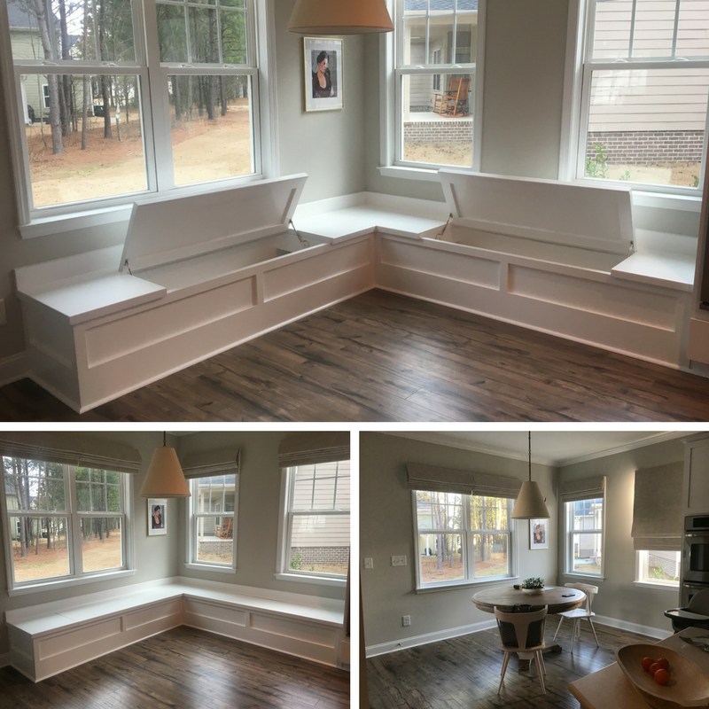Dining L-Shaped Banquette with Recessed Panel Detail and Lift-Top Seats