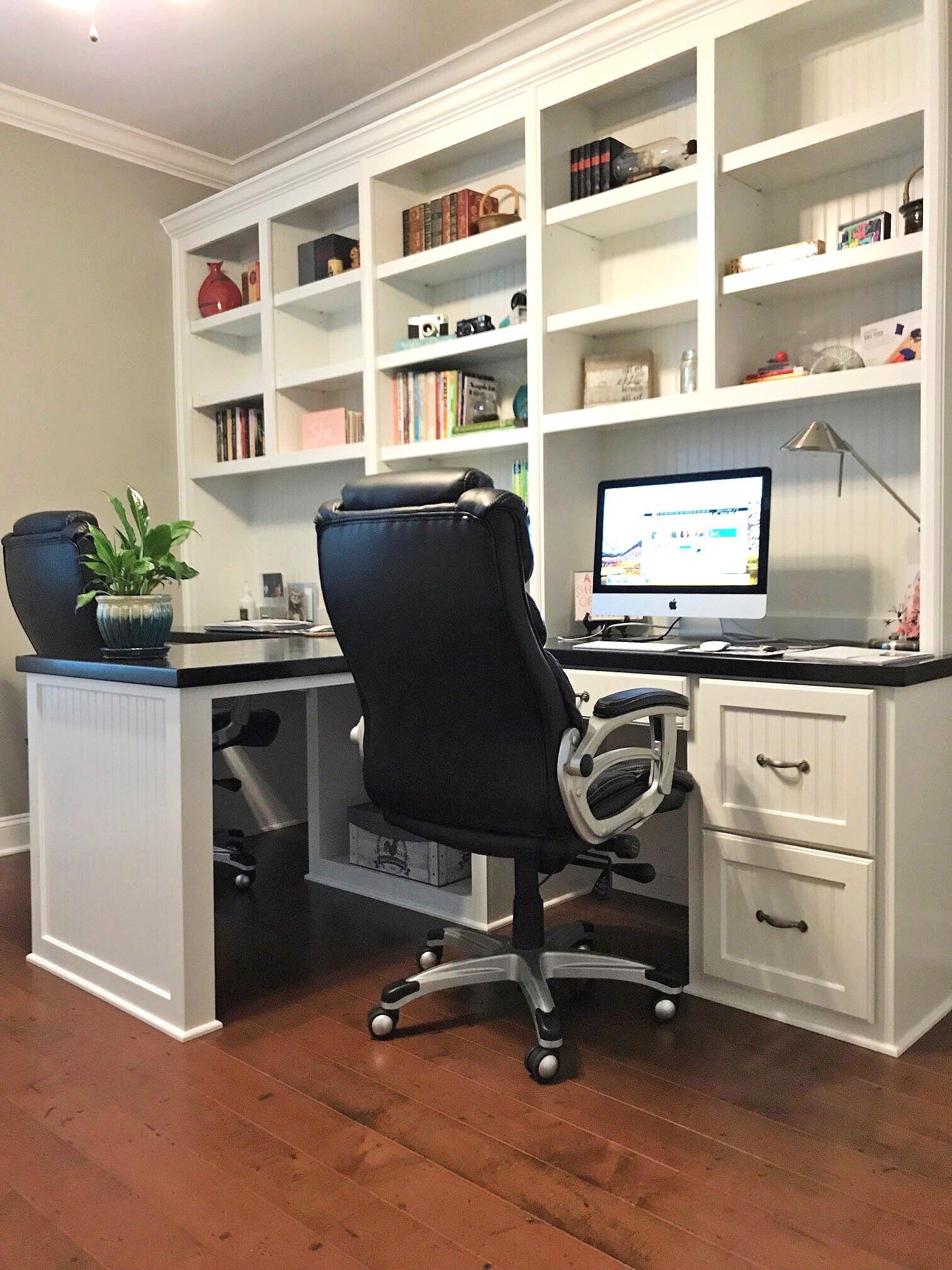 Woodmaster Custom Cabinets, Office Desk With Bookcase And Shelving Unit