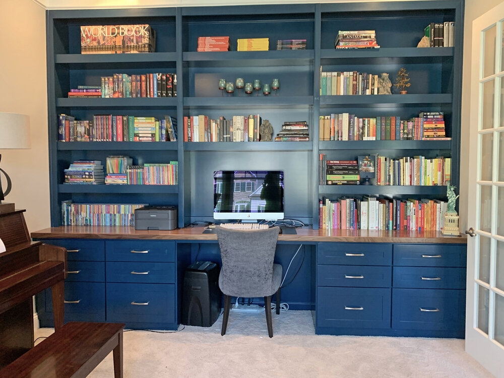 Custom Home Office Built In Desks, Built In Desk With Floating Shelves