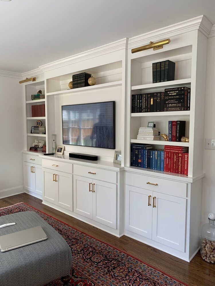 Woodmaster Custom Cabinets, Built In Bookcase Around Tv