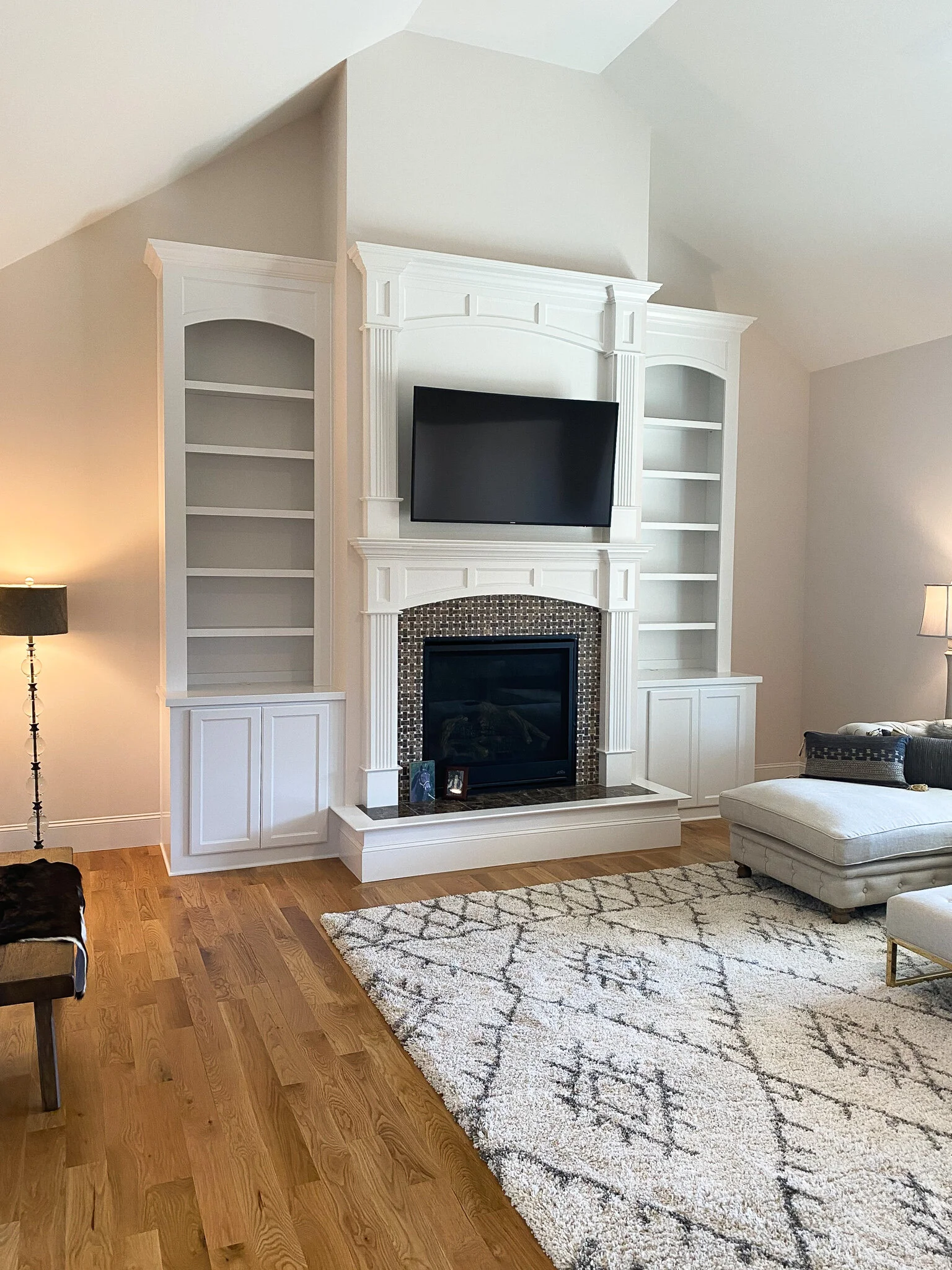Electric fireplace 2024 built in bookcase