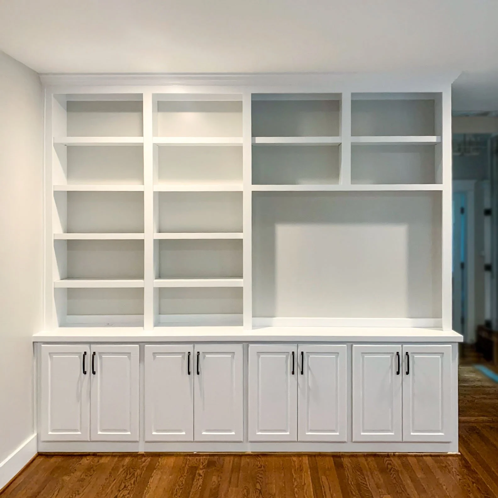 Built-in custom cabinets, asymmetrical style