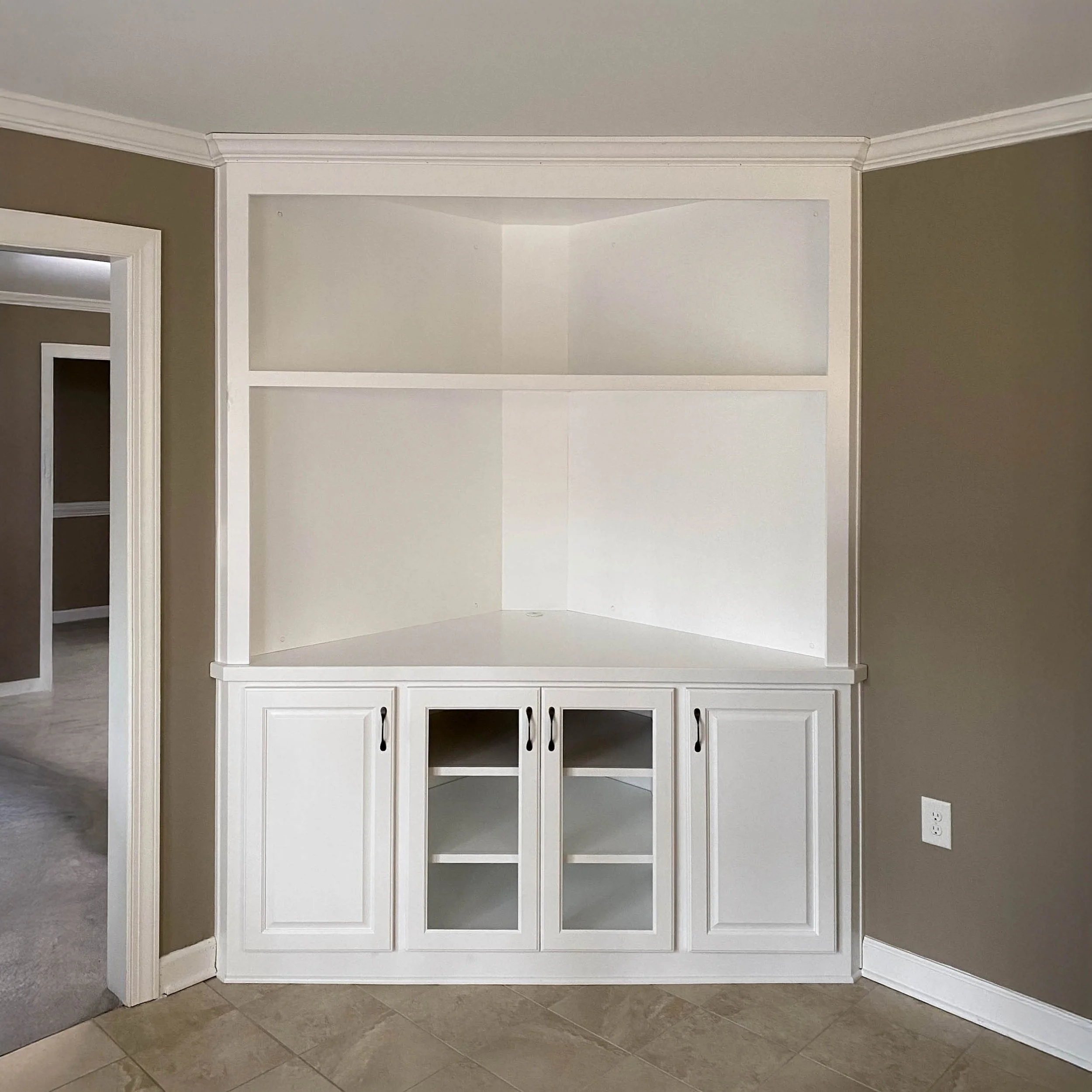 Built-in cabinets for corner of the room
