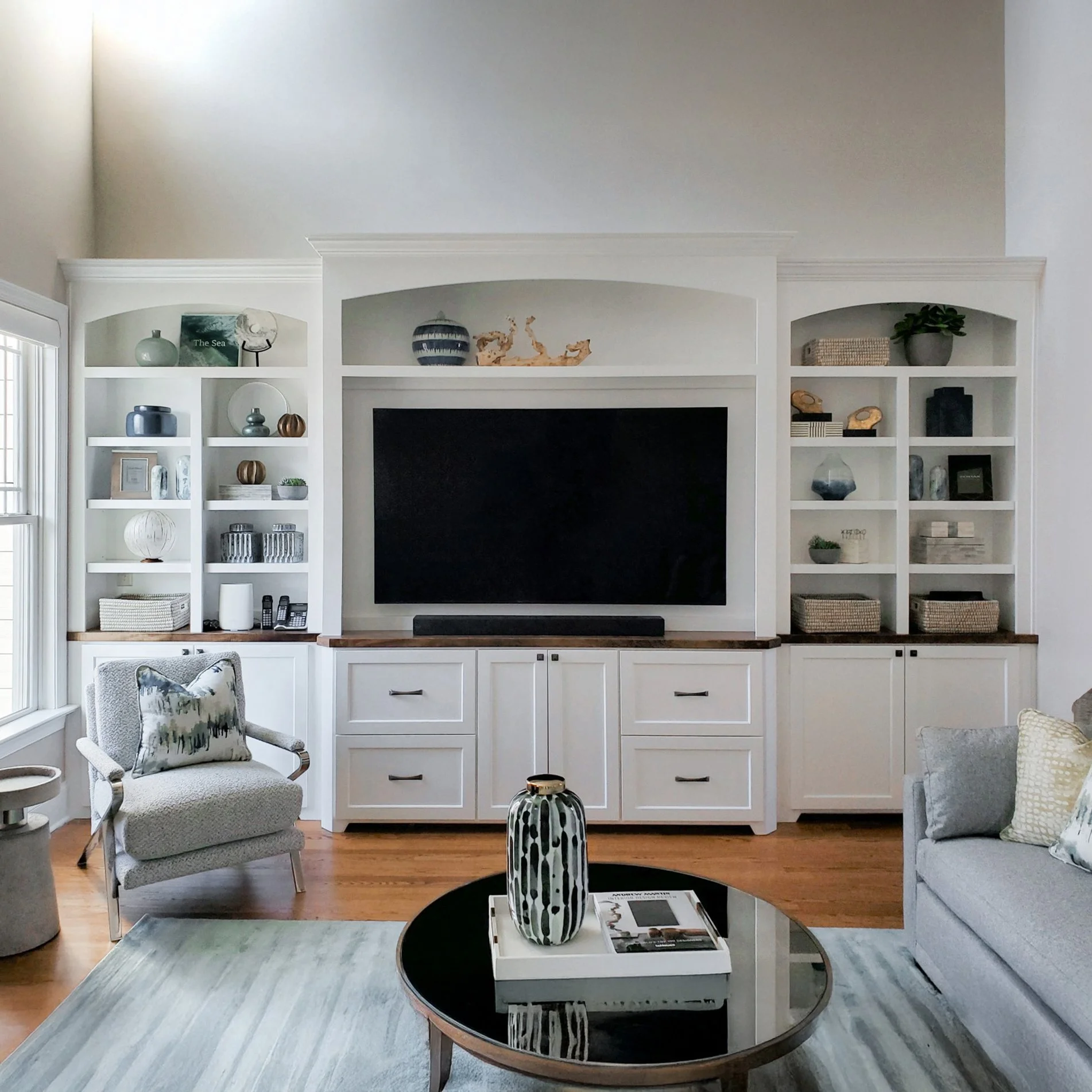 Built-in entertainment for mounted TV