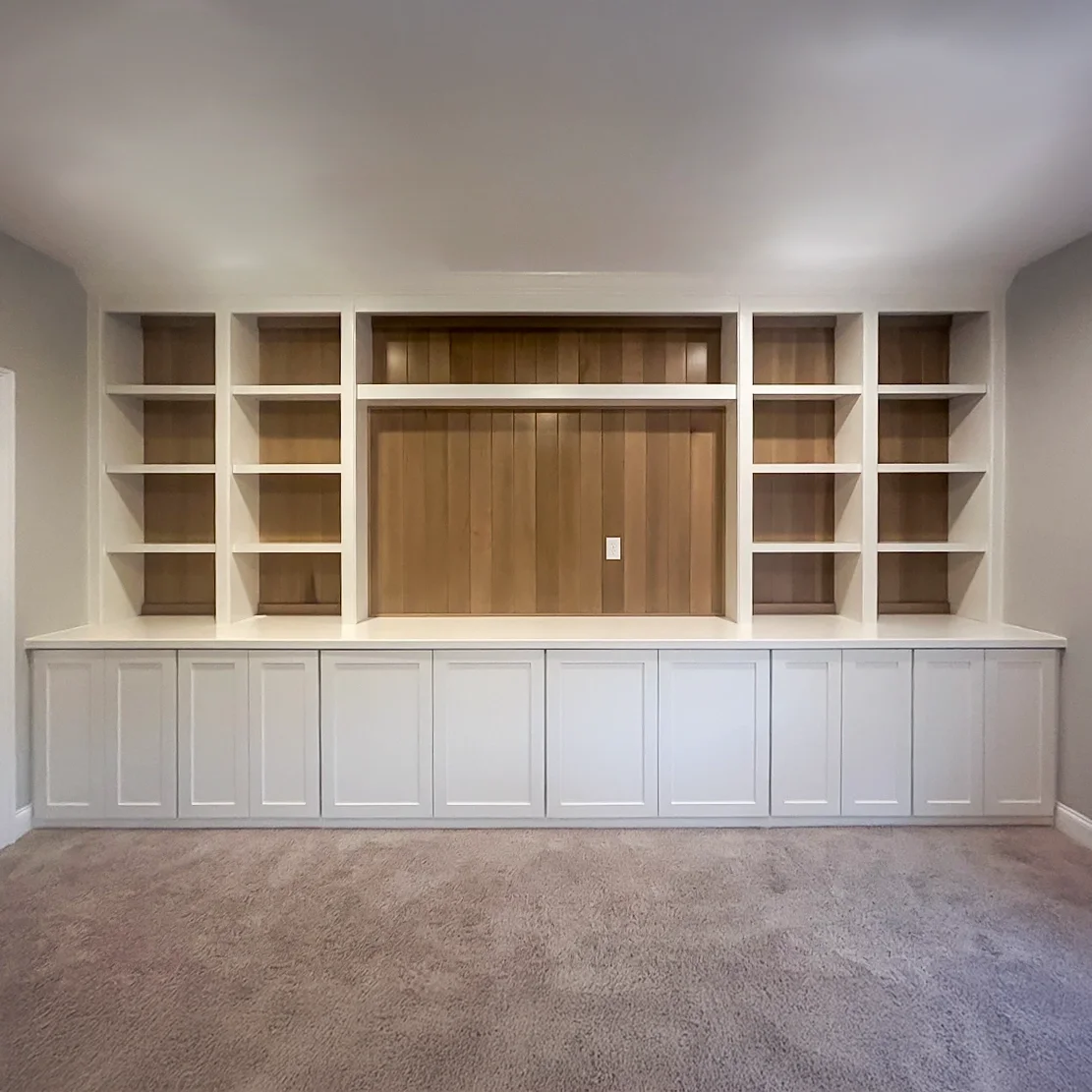 Custom built-in with vertical shiplap