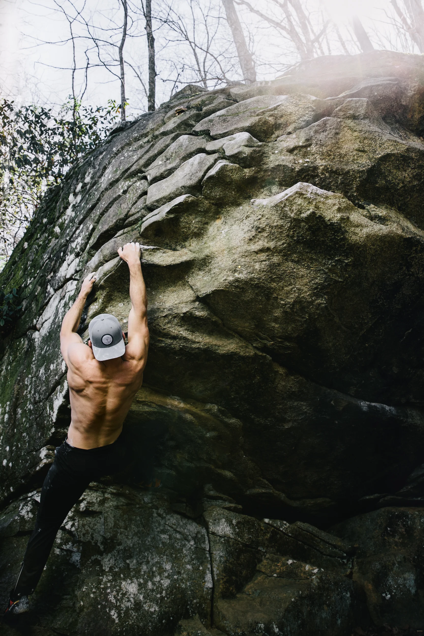 man bouldering in Georgia