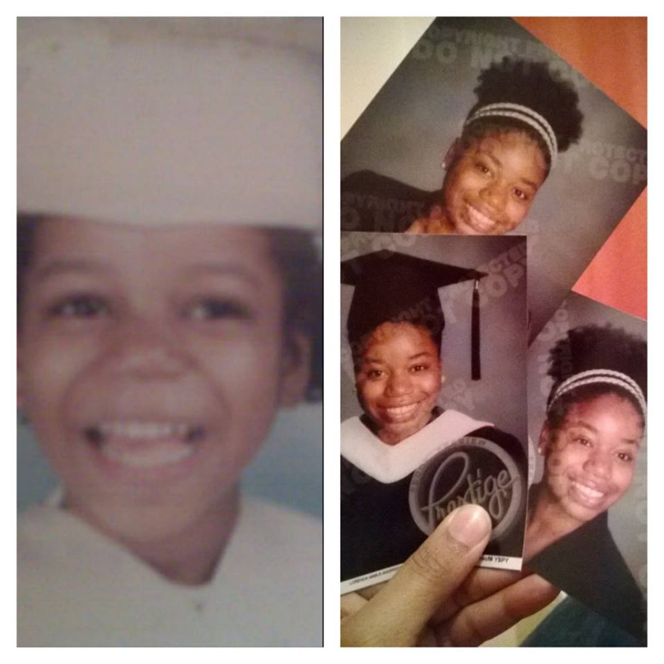 Kindergarten graduation and College Graduation photos.