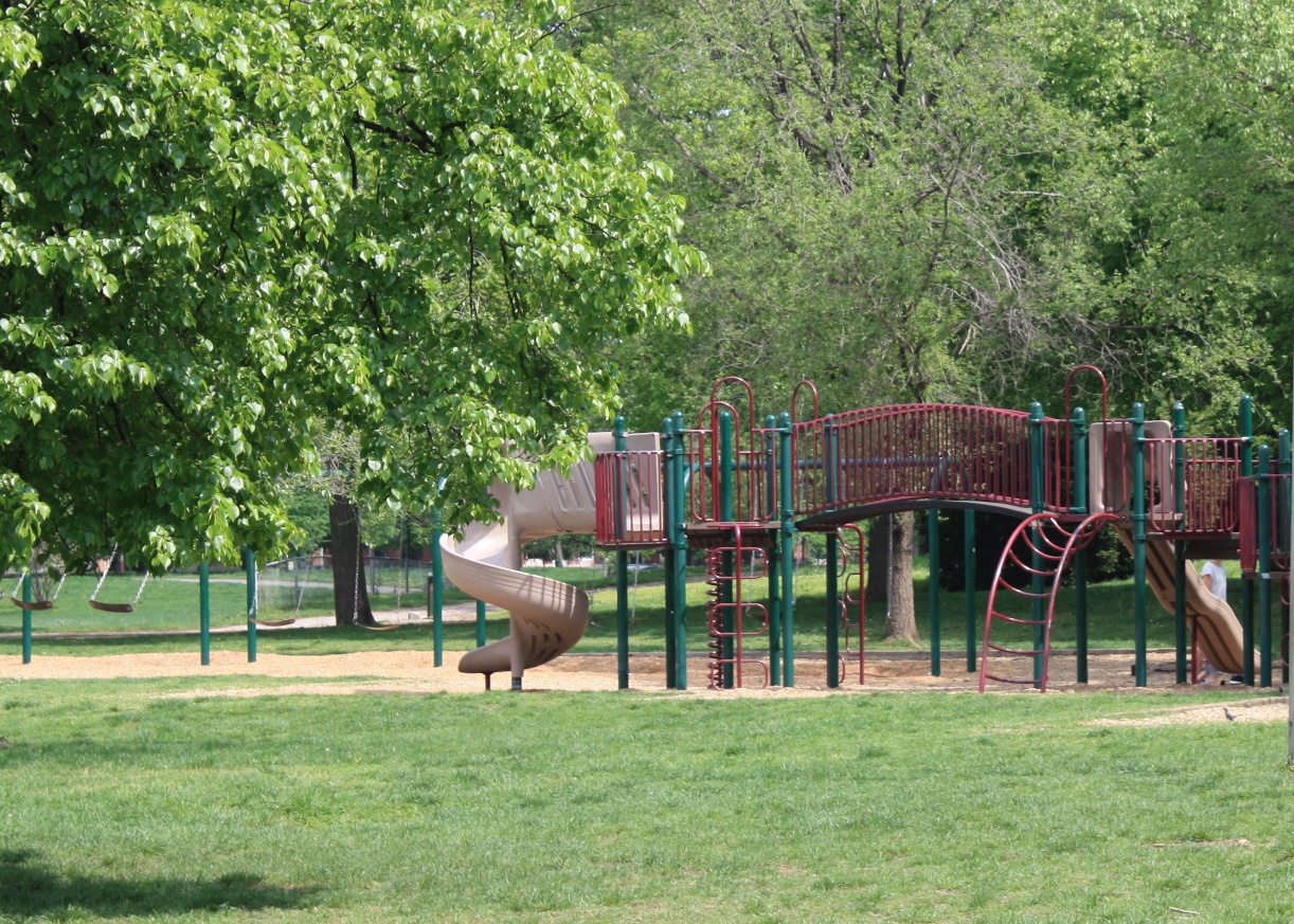 The Playground Patterson Park has two playgrounds. The first, located inside the park near the intersection of Linwood Avenue and East Pratt Street, features swings for infants and big kids, and two play areas for a range of ages. The second, the "Castle" playground, is located near Eastern Avenue between Milton and Montford Avenues. Constructed in 2005, this playground pays homage to the Baltimore’s distinct architecture and landmarks - complete with rowhouse facades, a Bromo-Seltzer clock tower and a gazebo reminiscent of the Music Pavilion, one of Patterson Park’s lost landmarks. The space is completely fenced-in and includes separate play spaces for toddlers and older children plus an open area for running or tossing a ball. The slides and climbing equipment connect into the wall, making them handicap accessible.