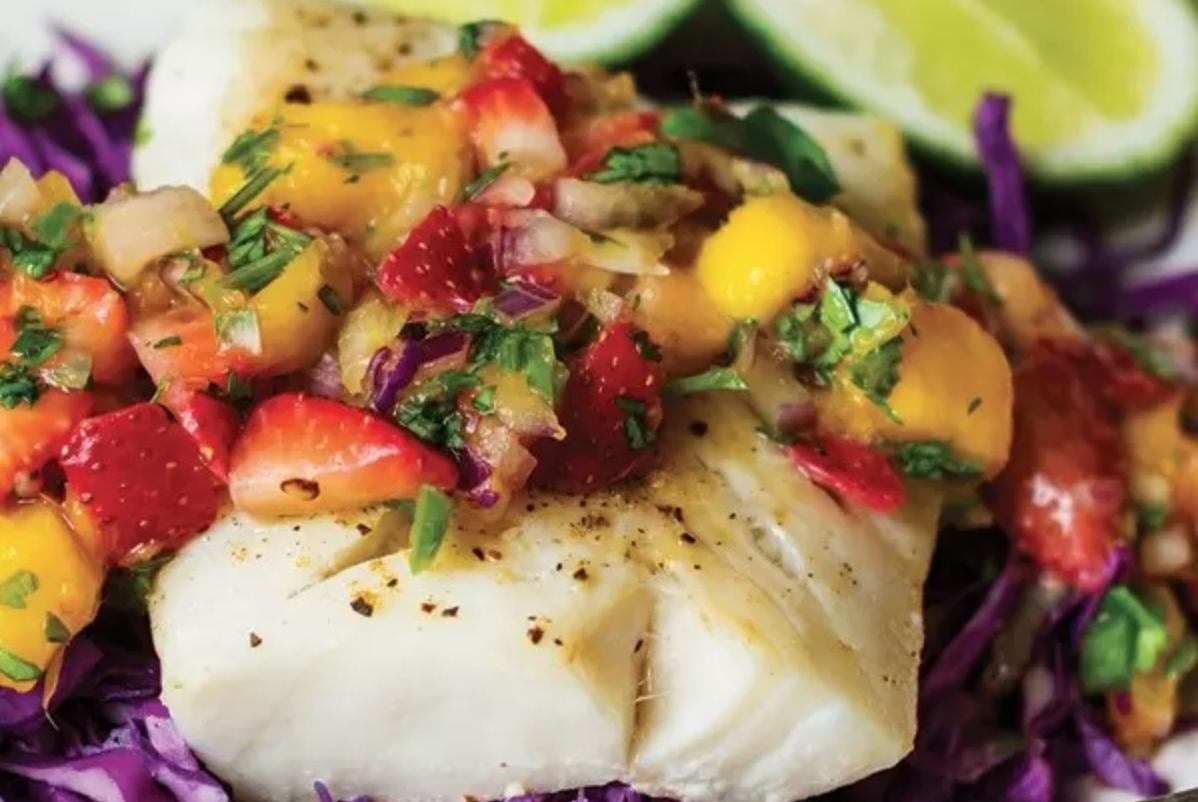 Fish Tacos with Strawberry Mango Salsa
