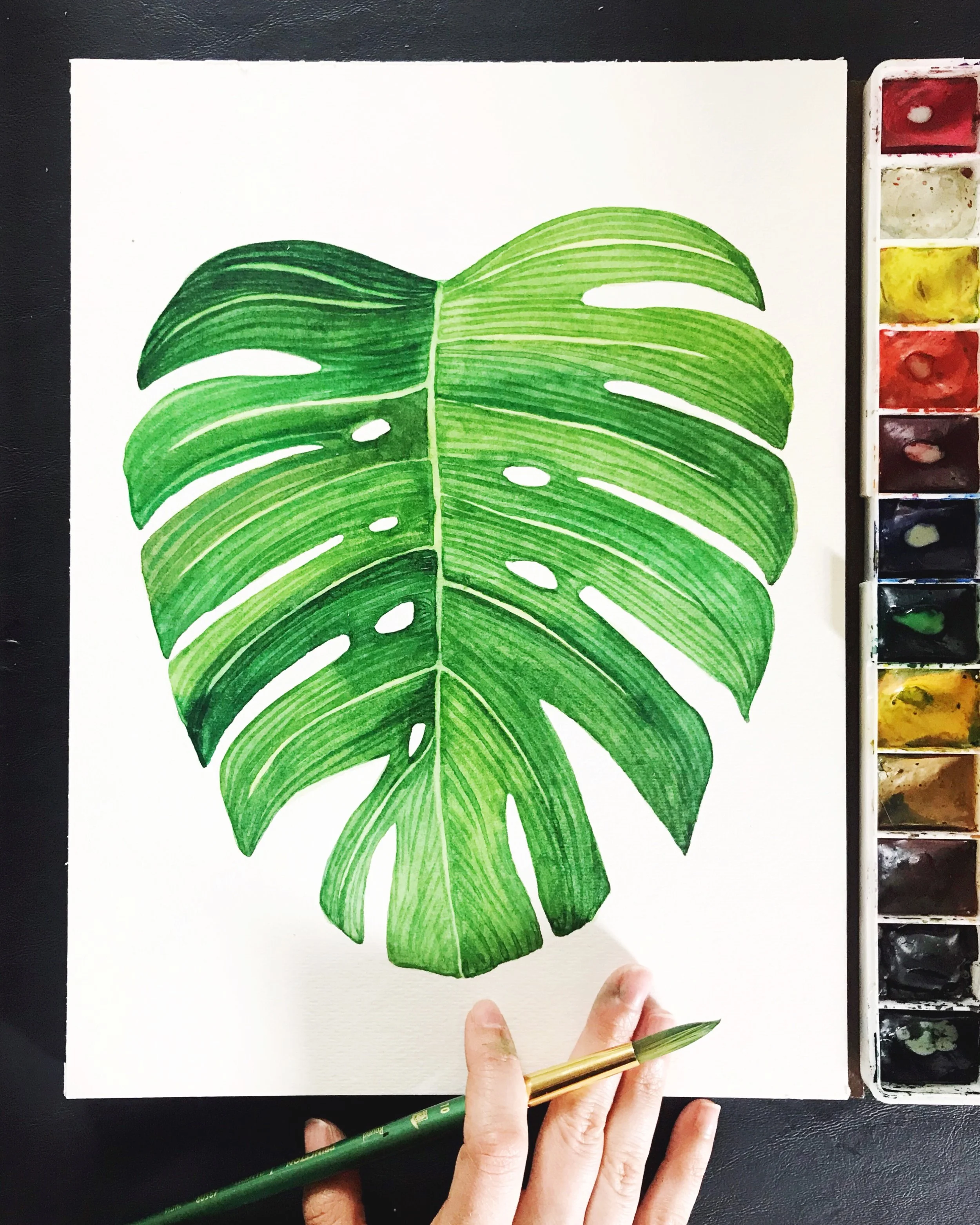 Monstera Leaf Watercolor Workshop