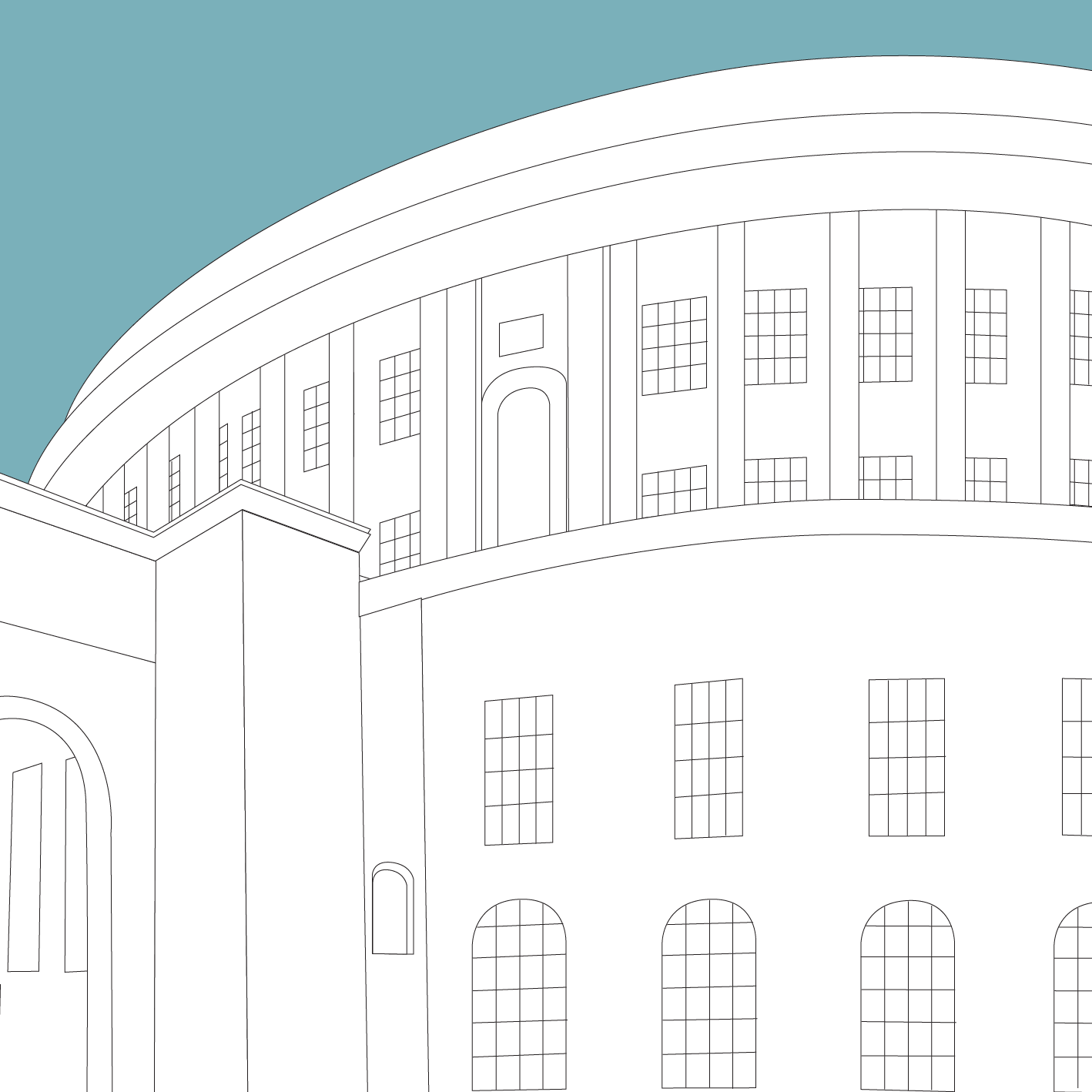 MANCHESTER Line Art Poster Print - Central Library