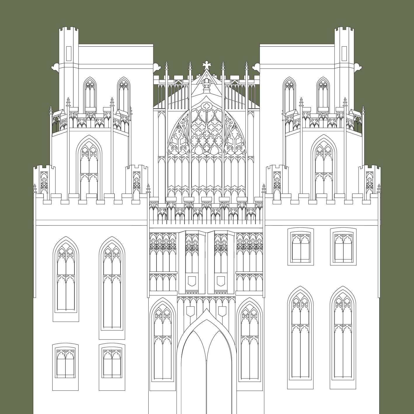 MANCHESTER Line Art Poster Print - John Rylands Library