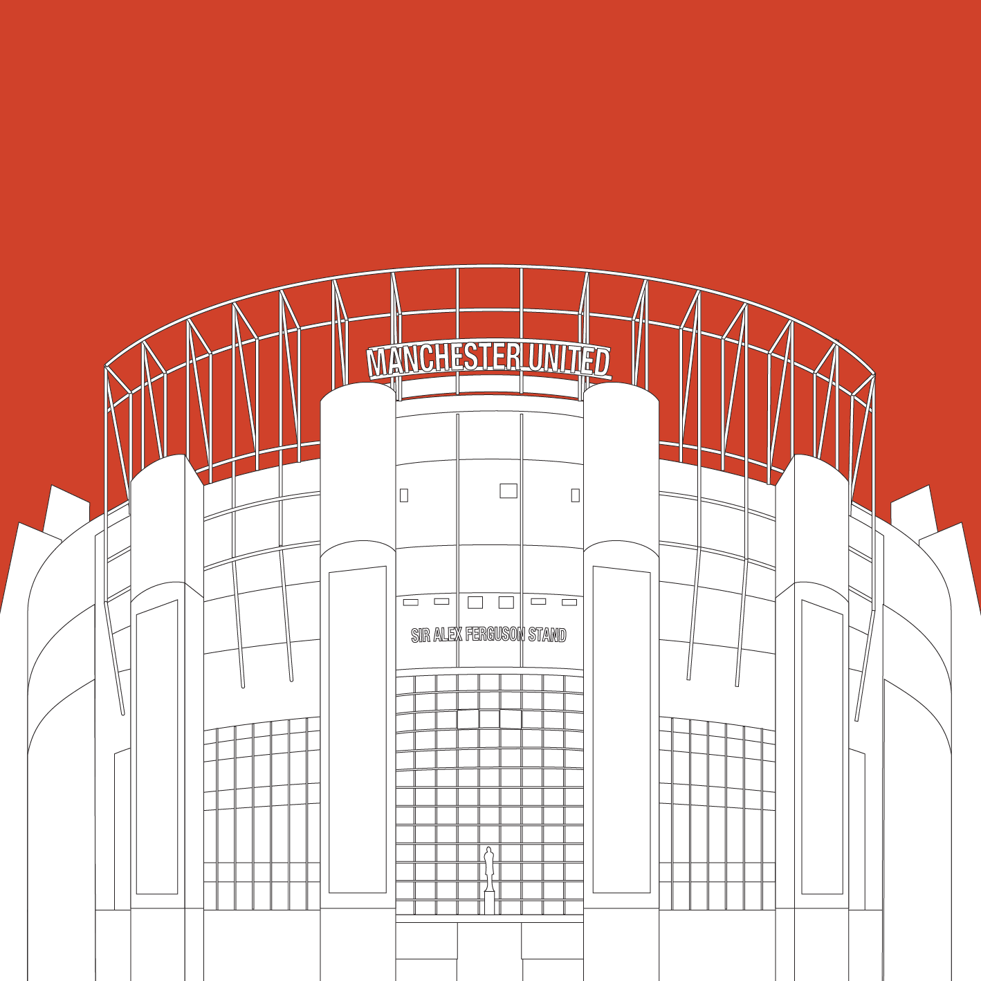 MANCHESTER Line Art Poster Print - Old Trafford