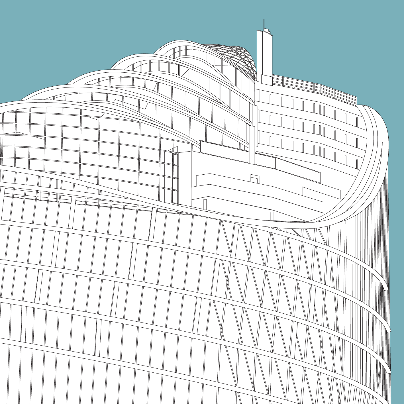 MANCHESTER Line Art Poster Print - One Angel Square