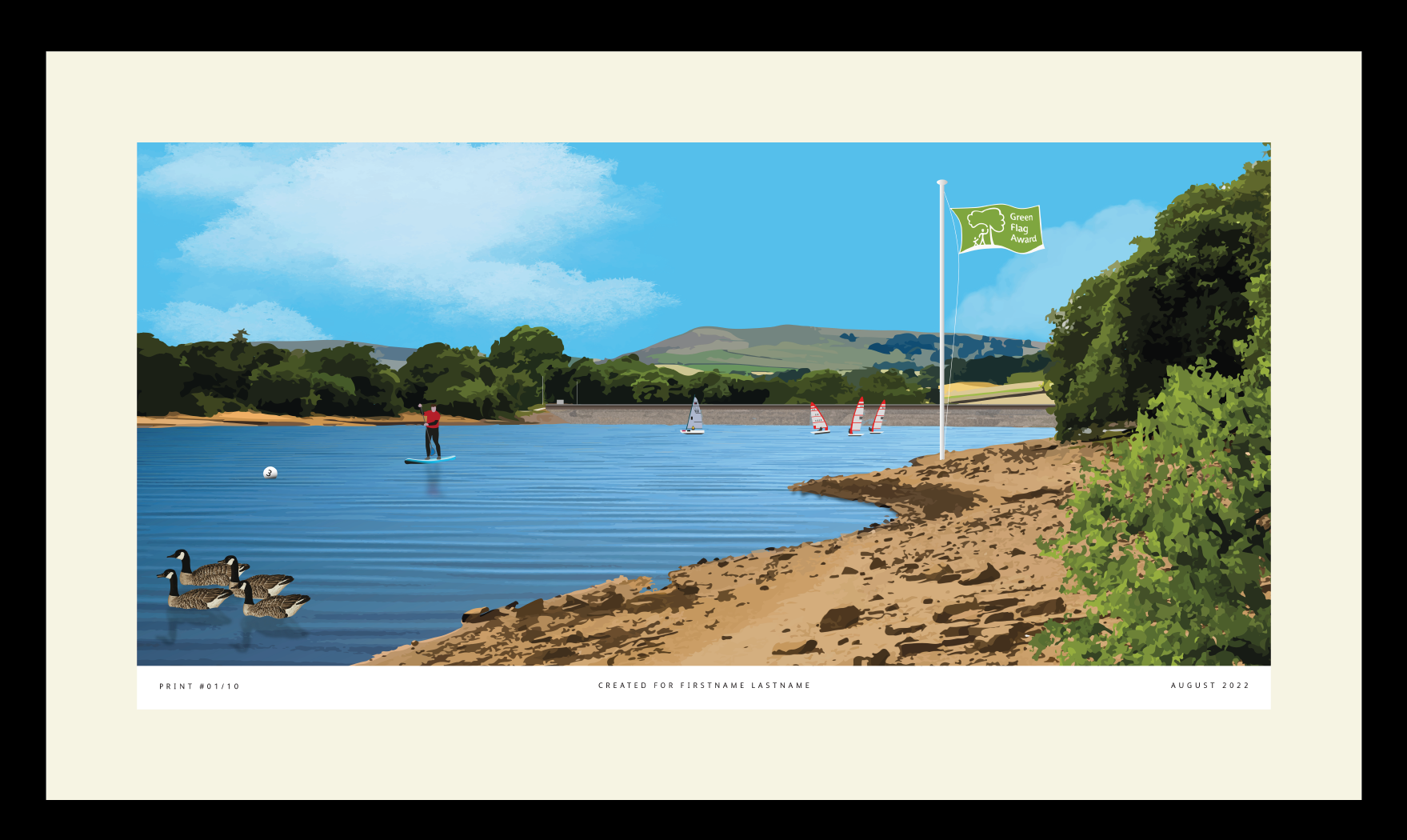 CHAPELENLEFRITH PANORAMIC ART PRINT Combs Reservoir — Exvista