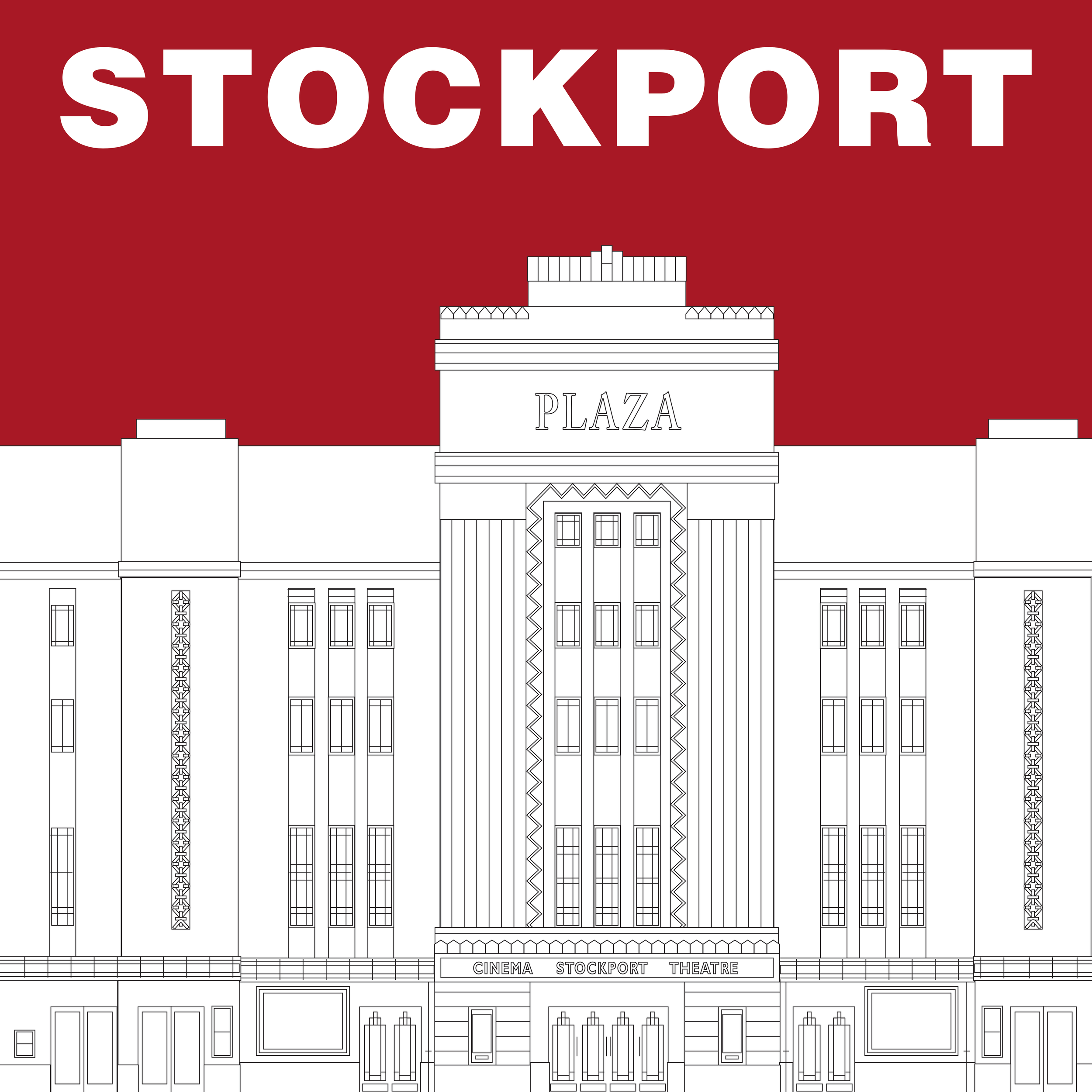 STOCKPORT Line Art Poster Print - Plaza
