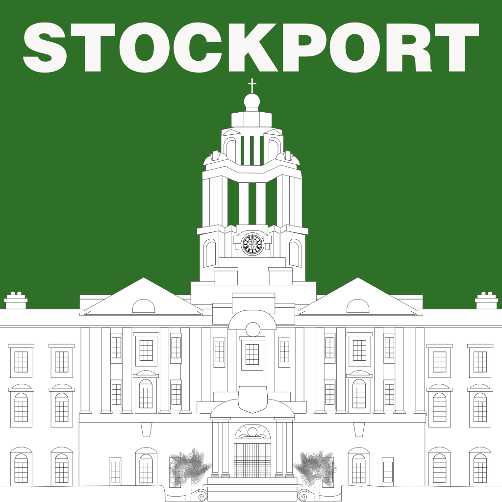 STOCKPORT Line Art Poster Print - Town Hall