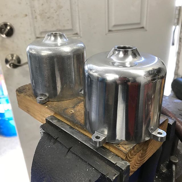 Before and after of the first of three S-U dashpots for a series 1 E-Type