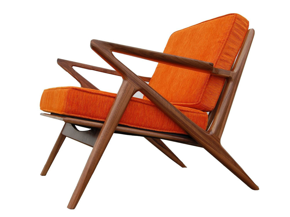 Walnut Genuine Grain Leather Z Chair — Bowery & Grand