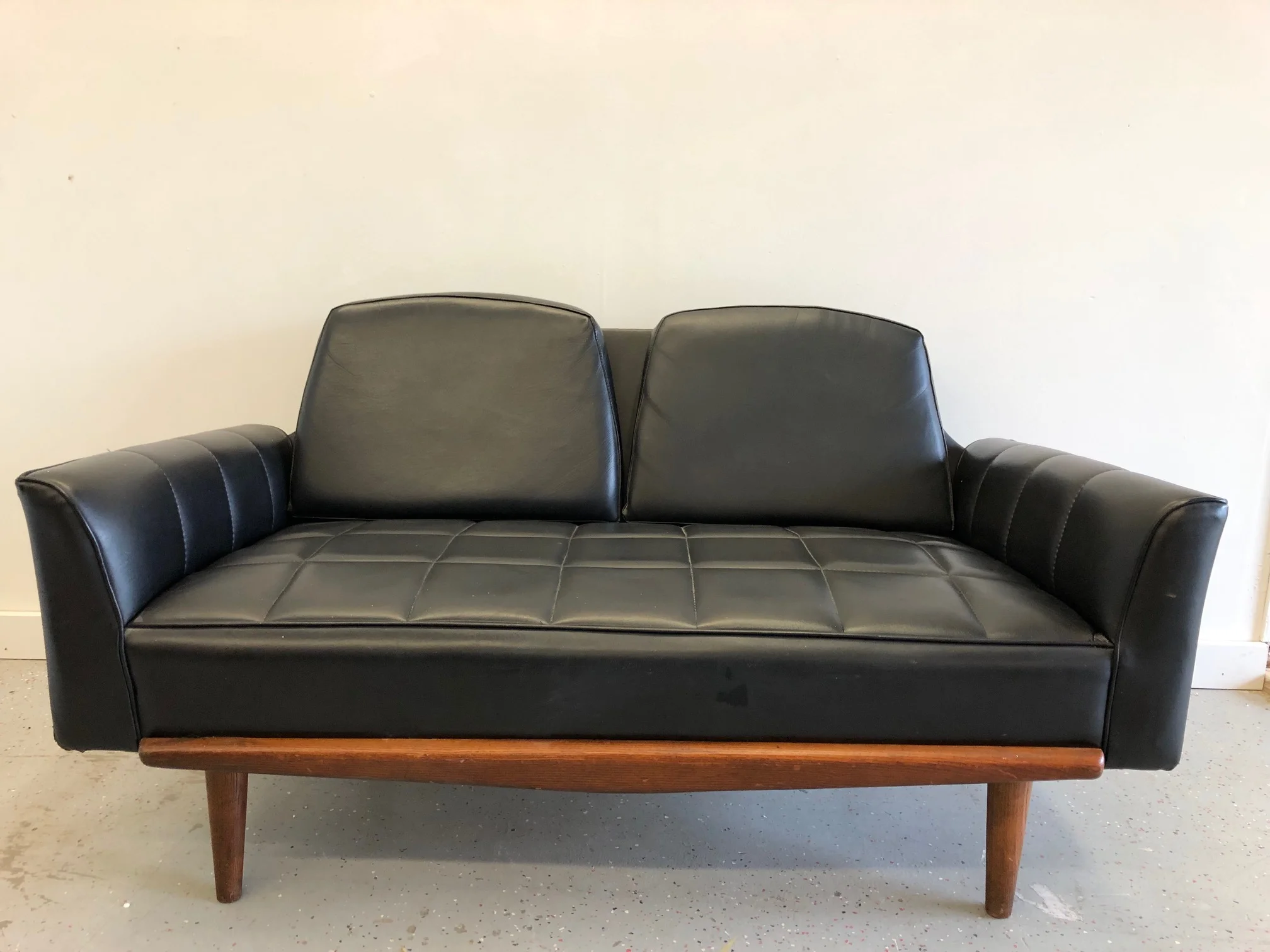Vintage Black Vinyl Loveseat