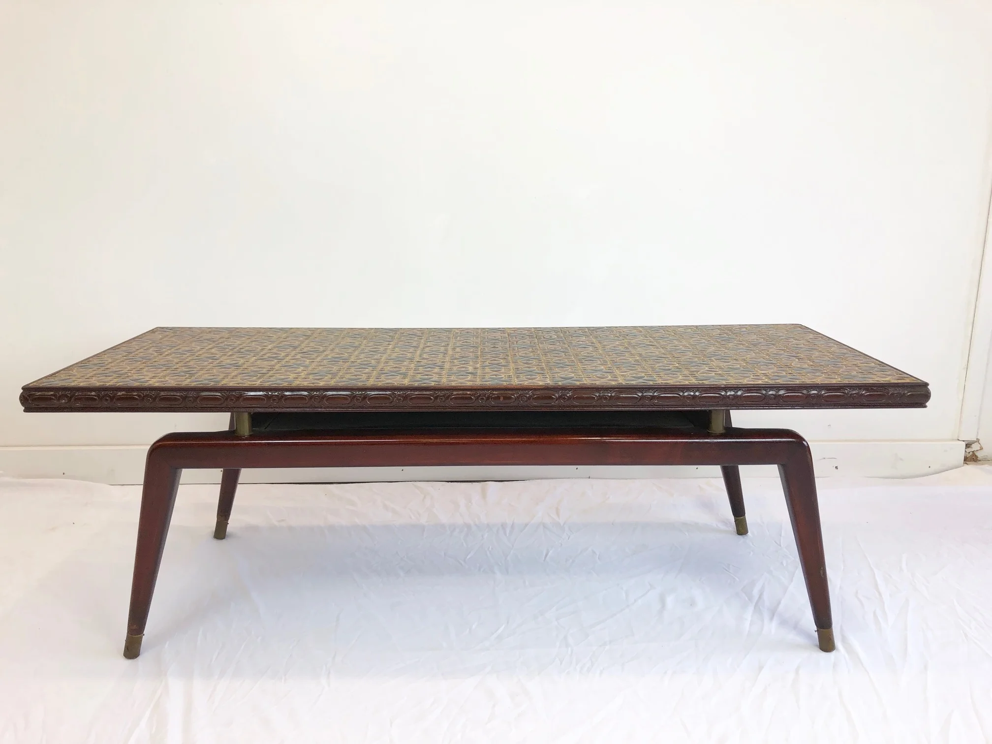 Rare Vintage Mosaic Heart Tile Coffee Table