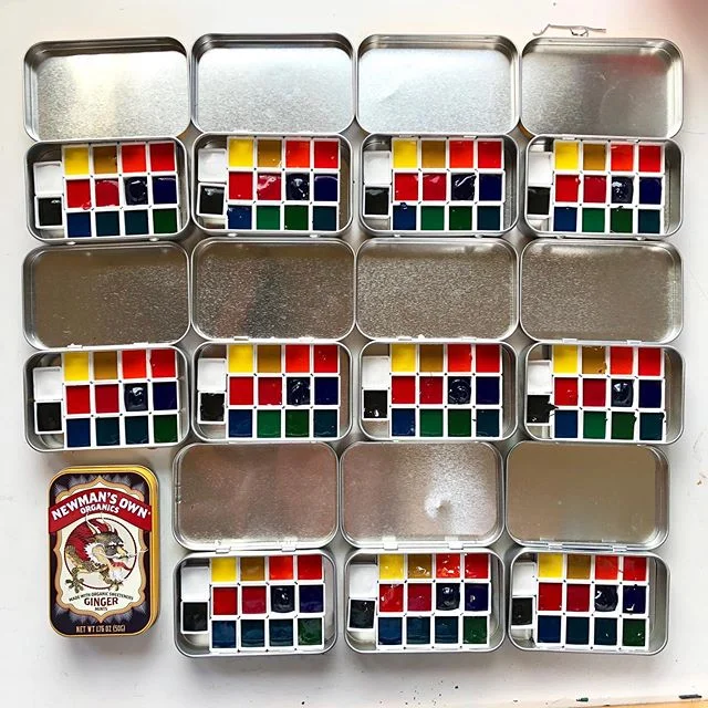 Day 82/100.... making Mint Tin Travel Watercolors... I absolutely love making these for the retreats. Such a great travel watercolor kit.... @creatives_retreats @kelsheets #creativesretreats #valoriwells #100dayproject #create #the100dayproject #30minutesofcreativity #createdaily #beinspired #artistoflife #watercolorkits #travelwatercolors