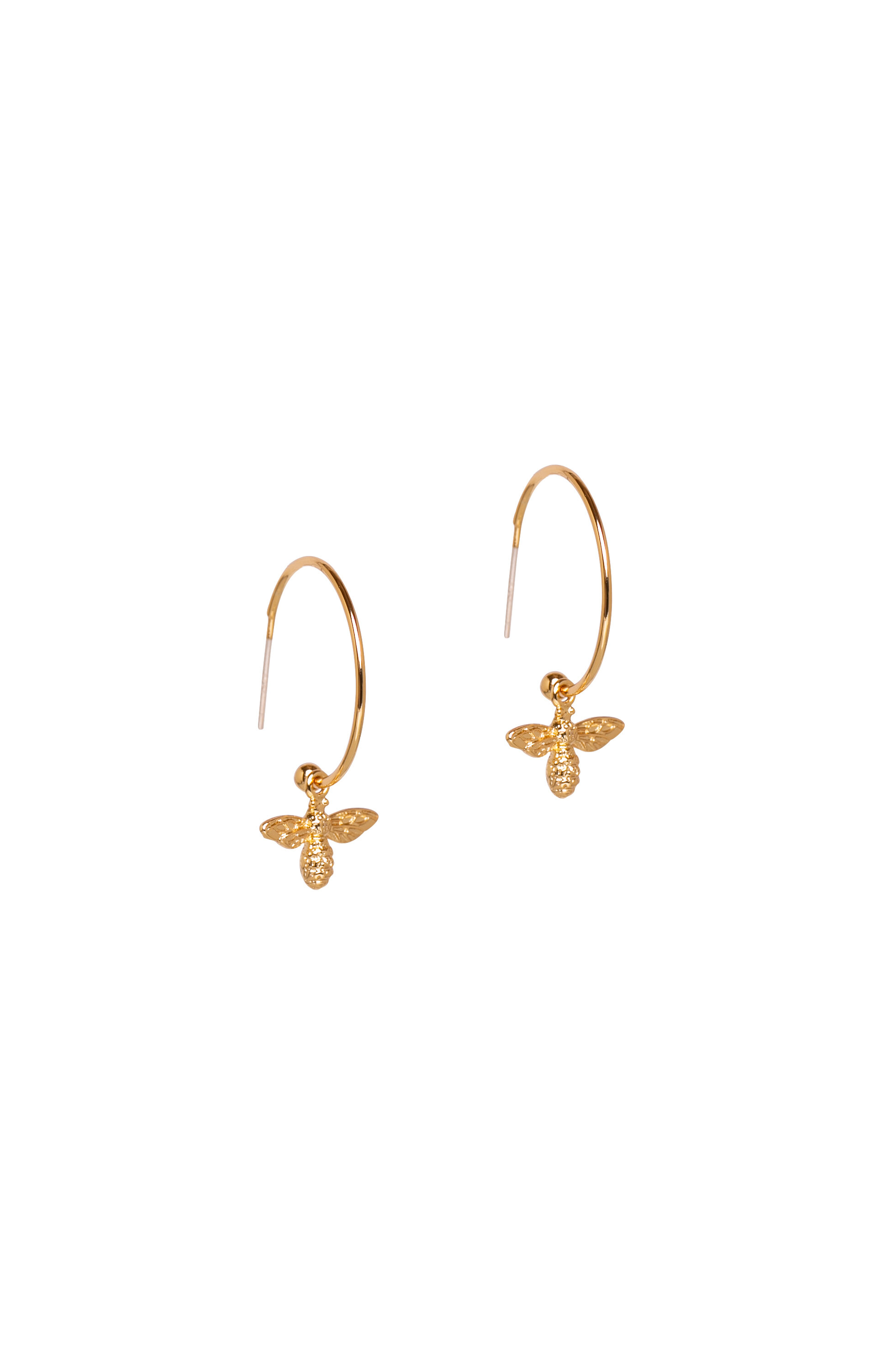 Small (20mm) Gold Plated Hoops with bee charm.jpg