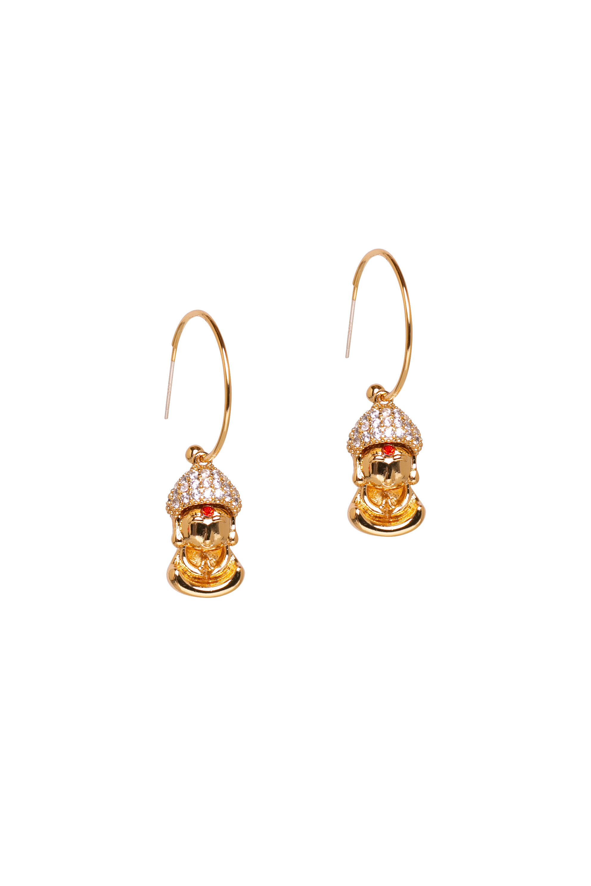 Small (20mm) Gold Plated Hoops with Buddha Charm.jpg