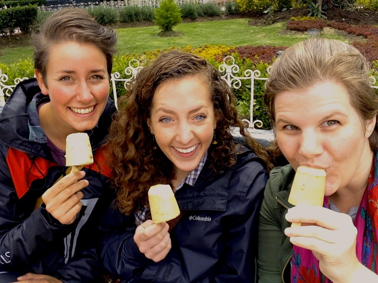 Enjoying Helados Casero (homemade ice cream) in Chordeleg’s central plaza!