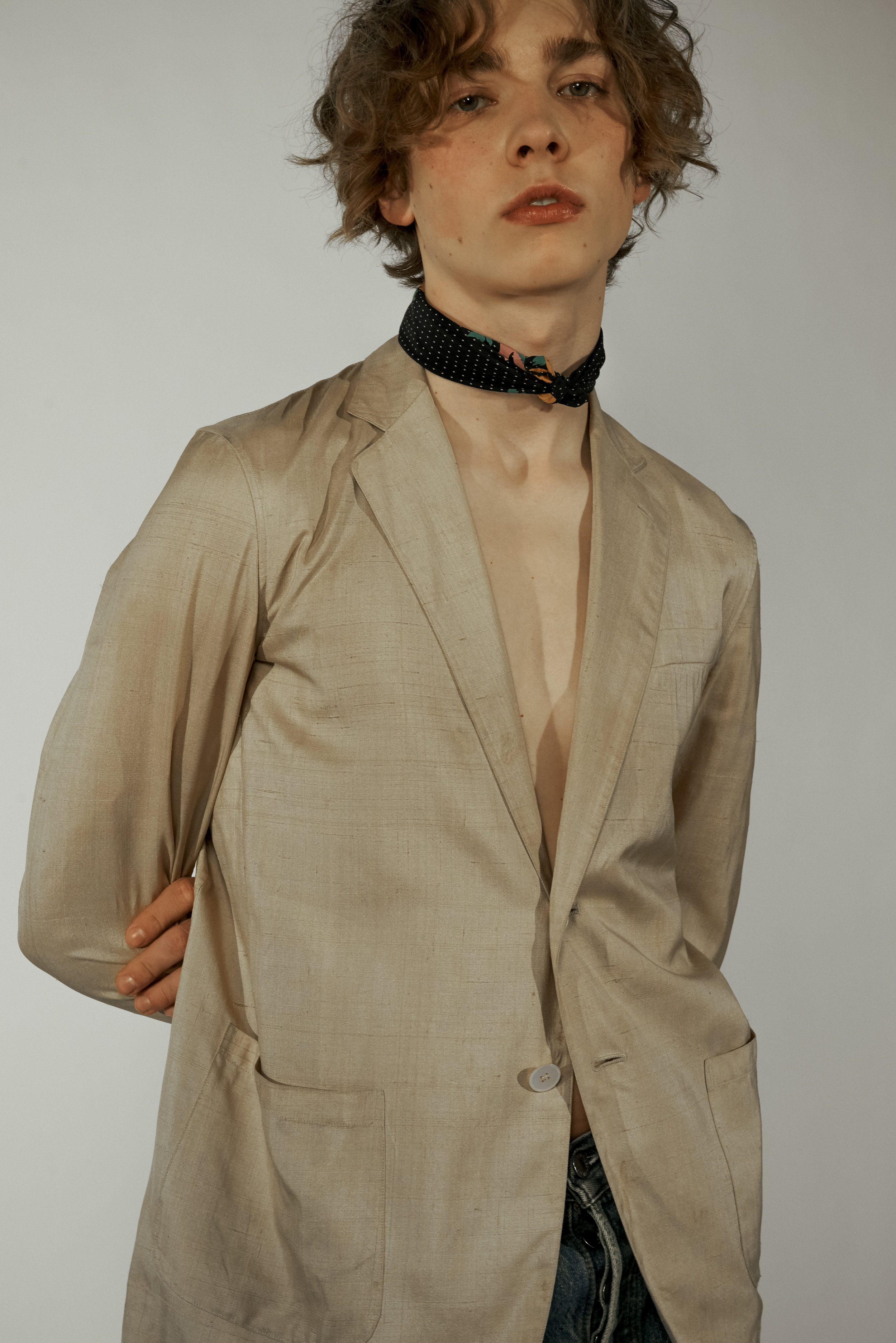 Quinn wears Vest Vintage Ralph Lauren Scarf Fendi