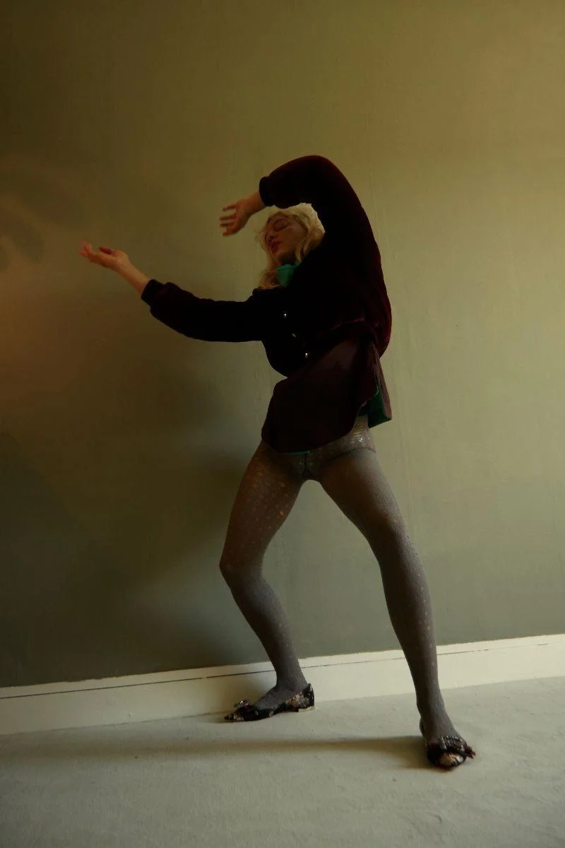 Turtleneck Pleats Please Issey Miyake Jacket Delphine Delafon Tights Falke Shoes Rochas