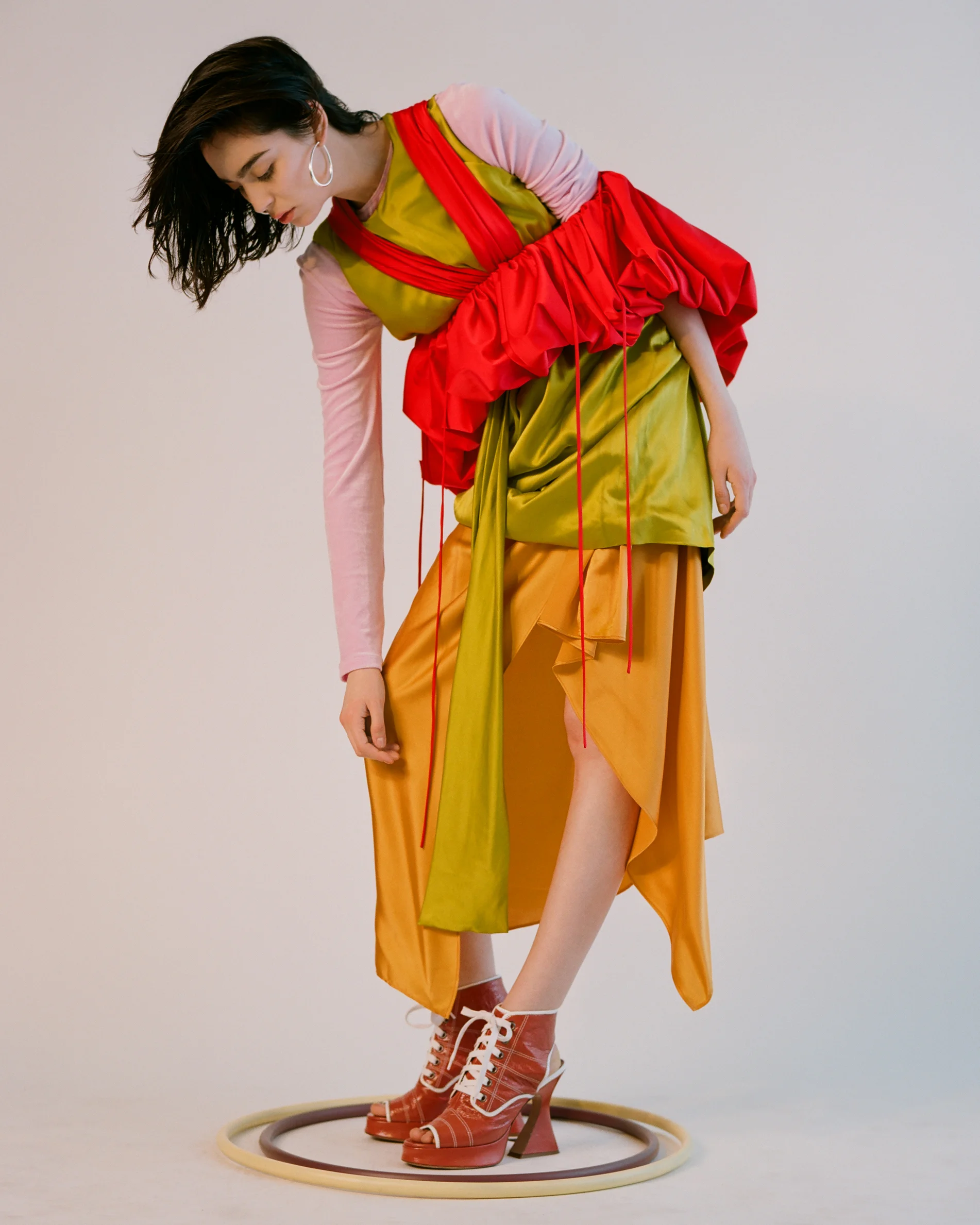 Long sleeve top BASERANGE Dress KAMPERETT Top ROSIE ASSOULIN Shoes SIES MARJAN Earrings Stylist's Own