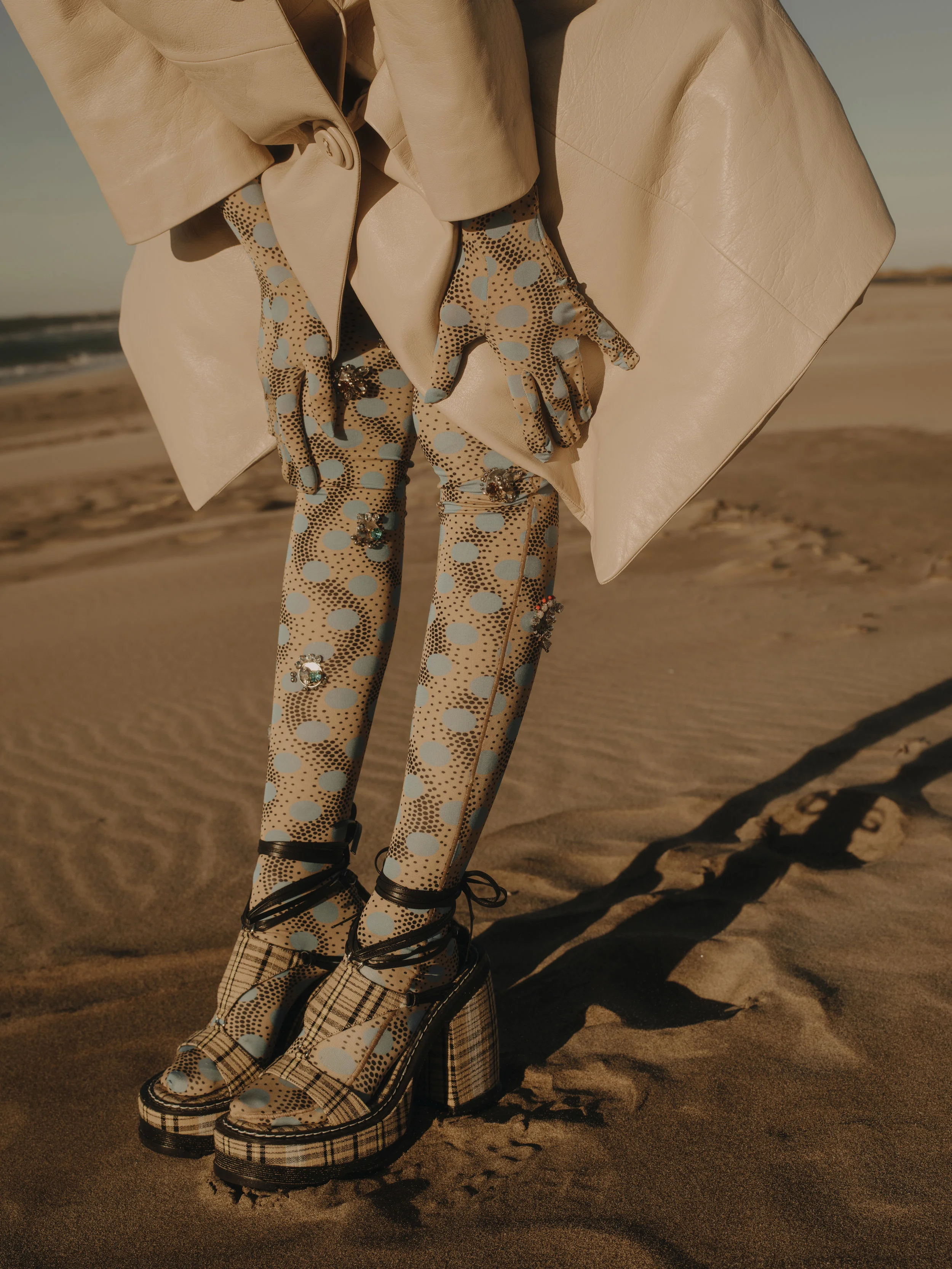 Dress, Gloves and Tights KENZO Coat and Shoes MIU MIU