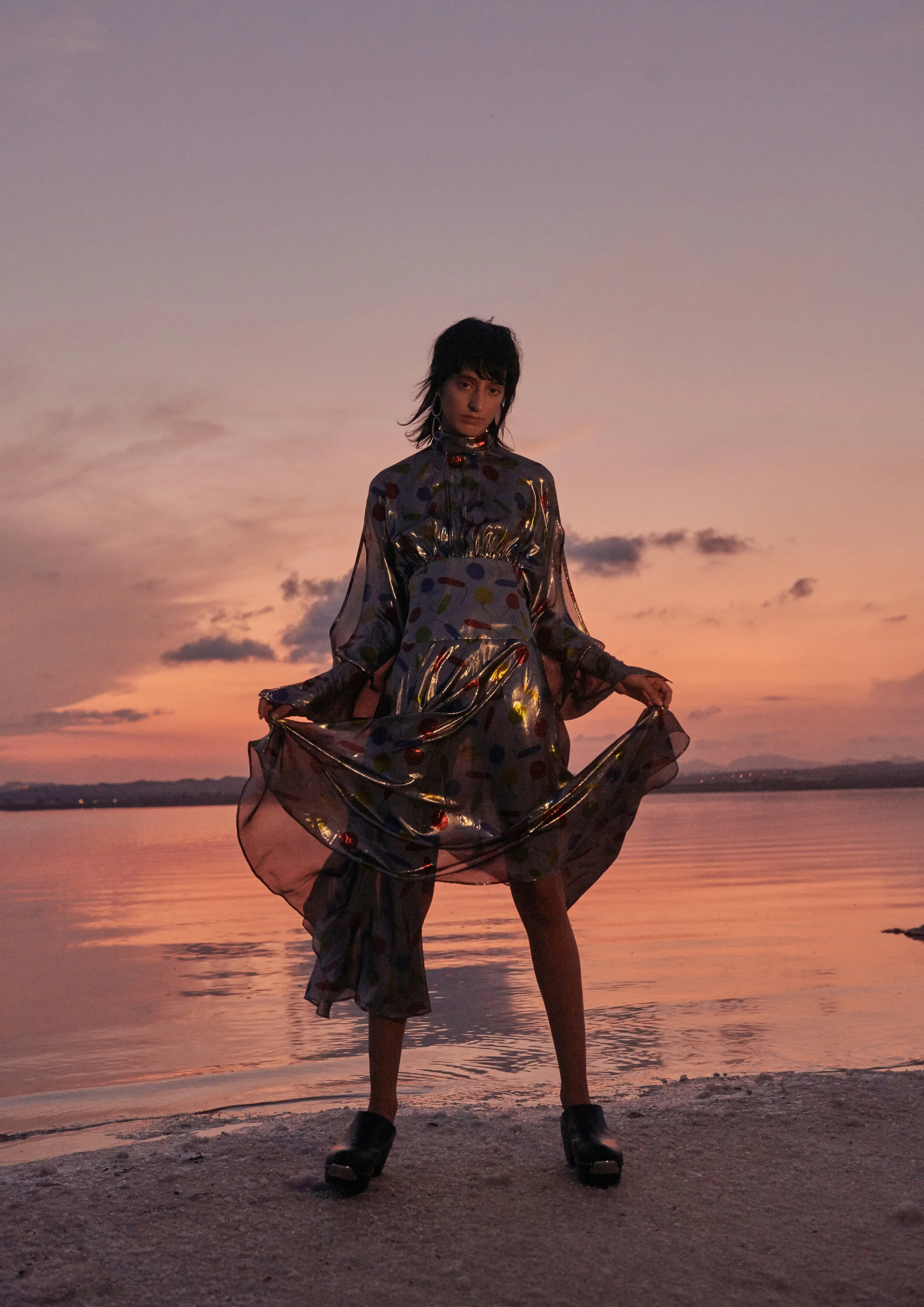 Earrings XENIA BOUS Shirt AALTO Trousers PALOMA SPAIN Dress CHRISTOPHER KANE Shoes AALTO