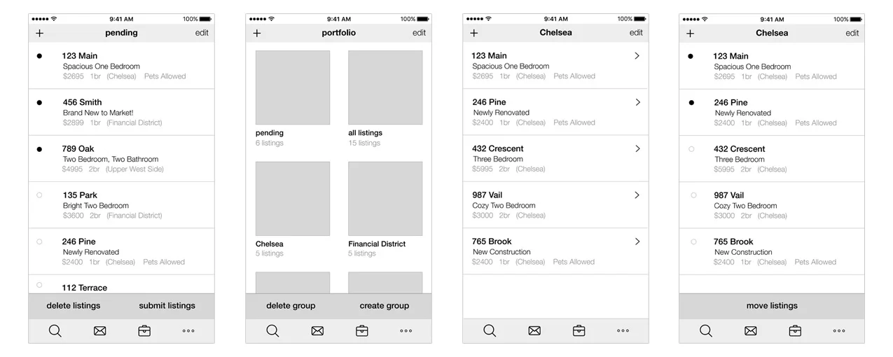 High Fidelity Wireframes