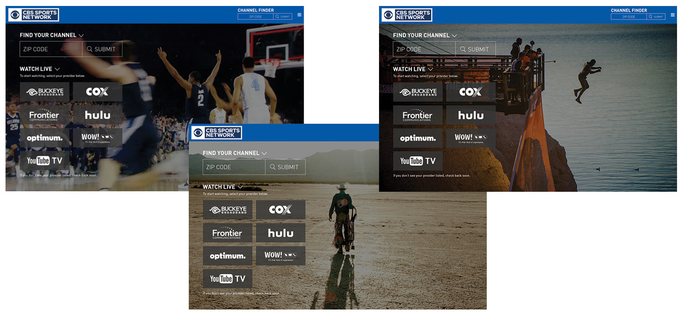Dedicated Channel Finder Page with Changing Background
