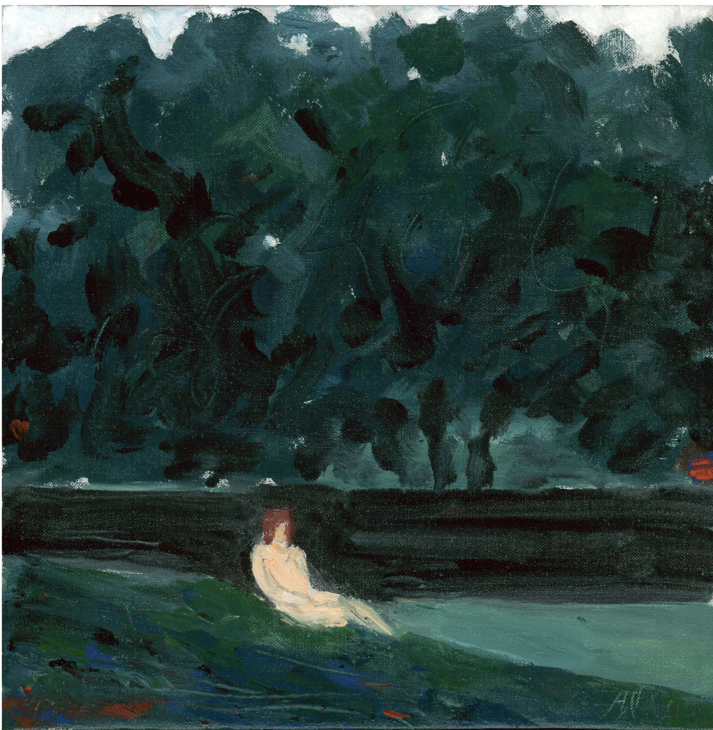 “Nude in Forest Clearing”: 12 x 12 inches, Oil on Linen