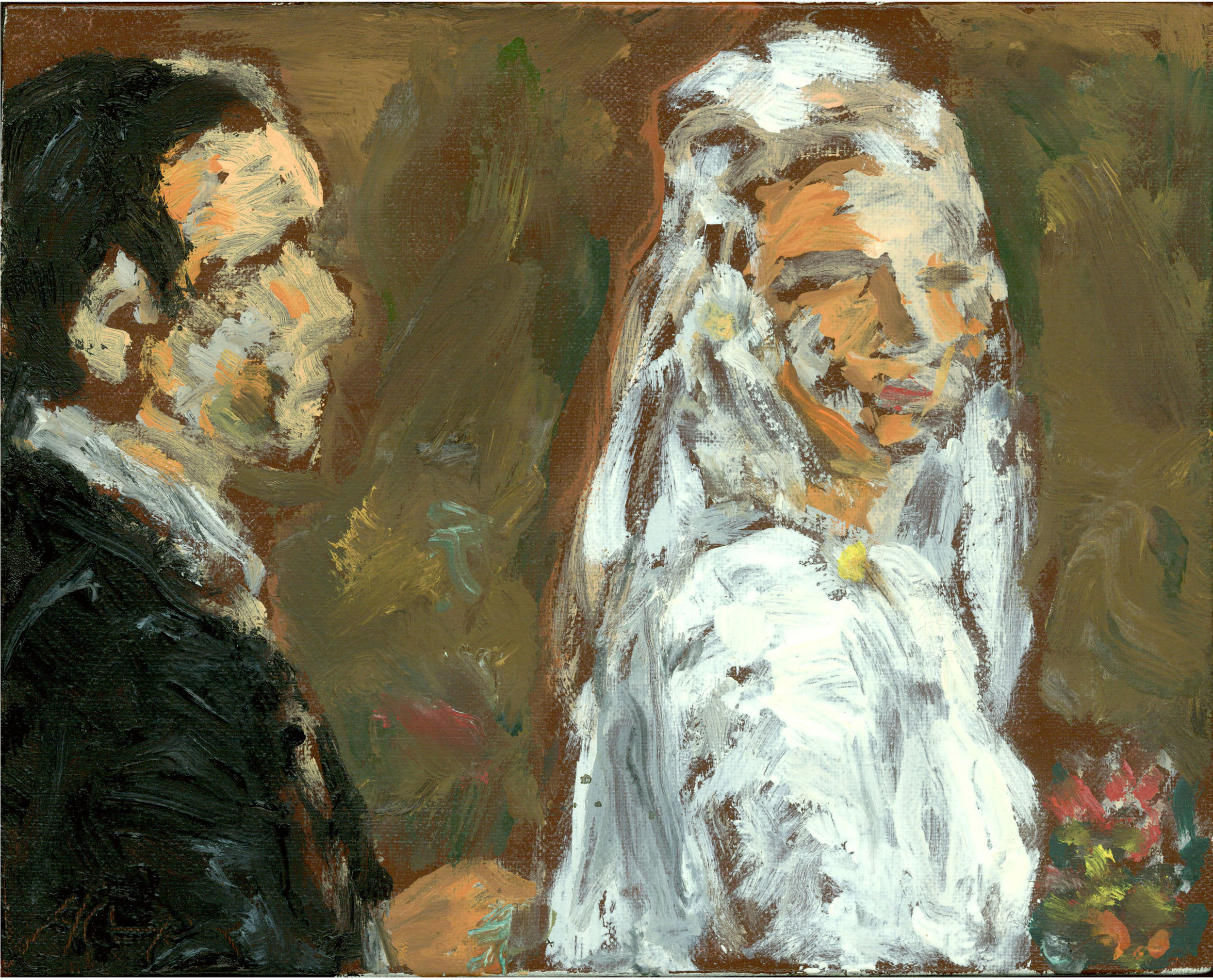 “Bride and Groom”:  8 x 10 inches, Oil on Linen, $850.		