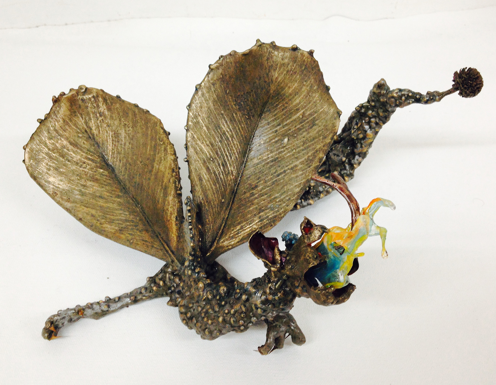 “Fairy Dragon" Free standing Bronze sculpture with mixed media. H 4.5" x W 11.5" x L 7" $5,000.00    