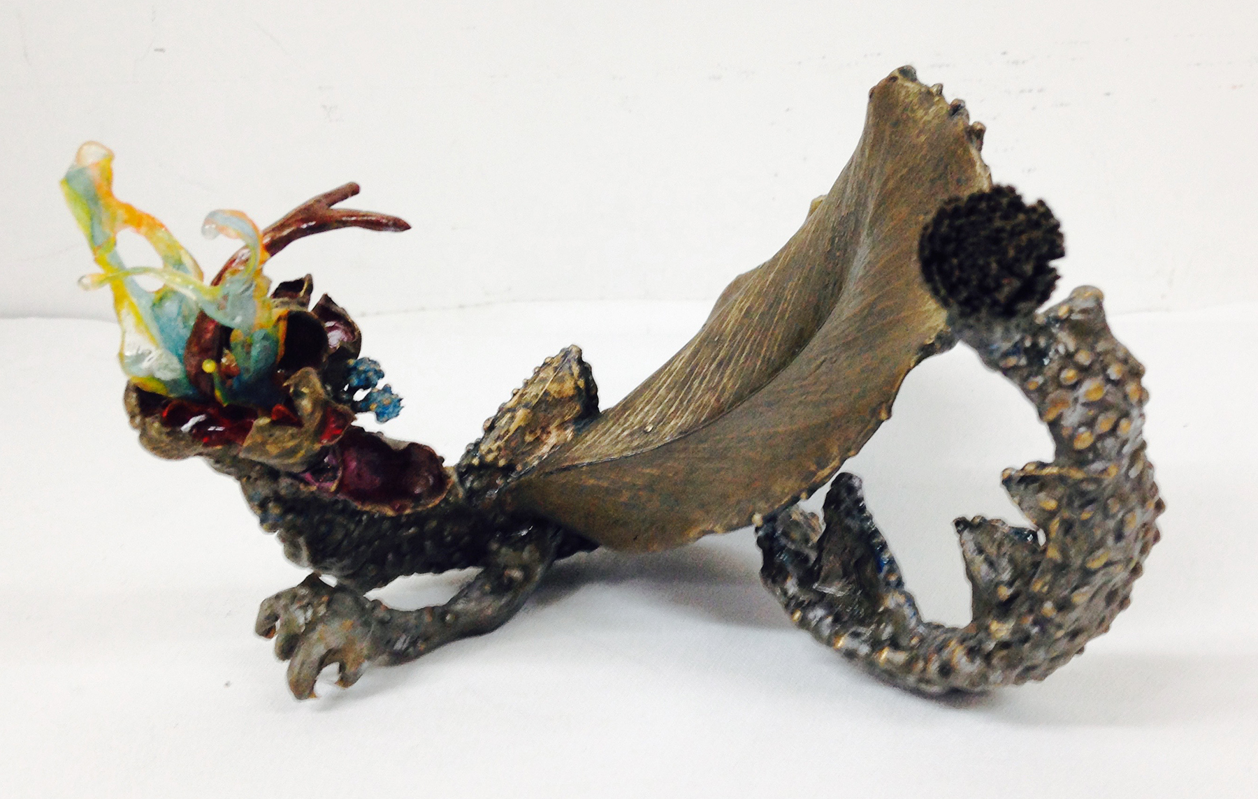  “Fairy Dragon" (Other View) Free standing Bronze sculpture with mixed media. H 4.5" x W 11.5" x L 7" $5,000.00    