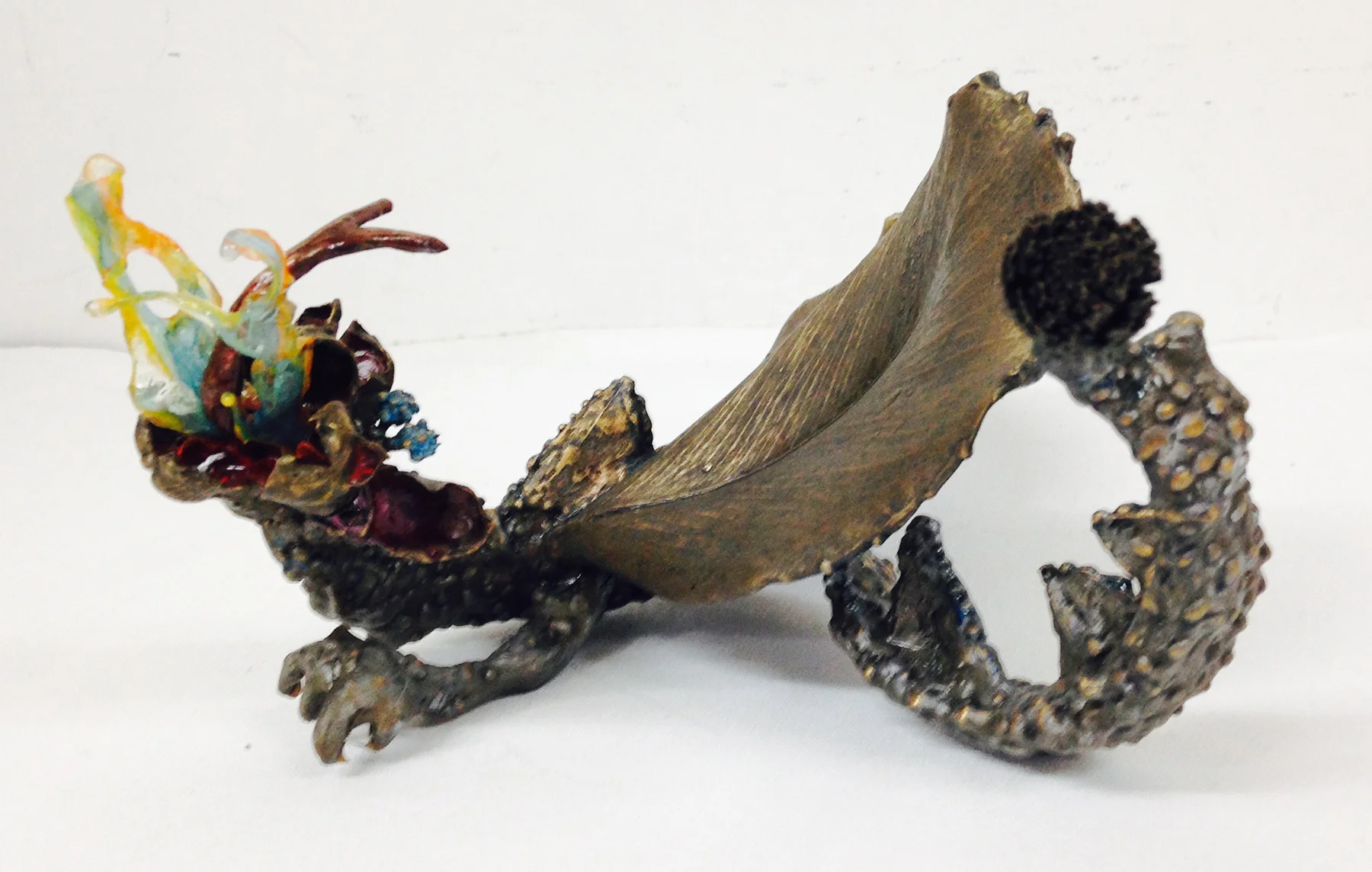 “Fairy Dragon" (Other View) Free standing Bronze sculpture with mixed media. H 4.5" x W 11.5" x L 7" $5,000.00