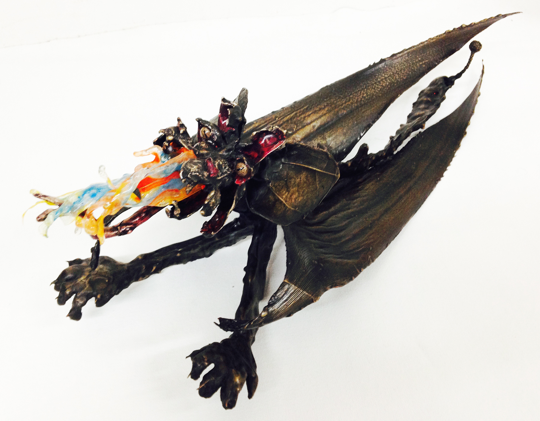  &nbsp;"Big Flame Dragon" Free standing Bronze sculpture with mixed media. H 6.5" x W 5.5" x L 18" $6,000.00       