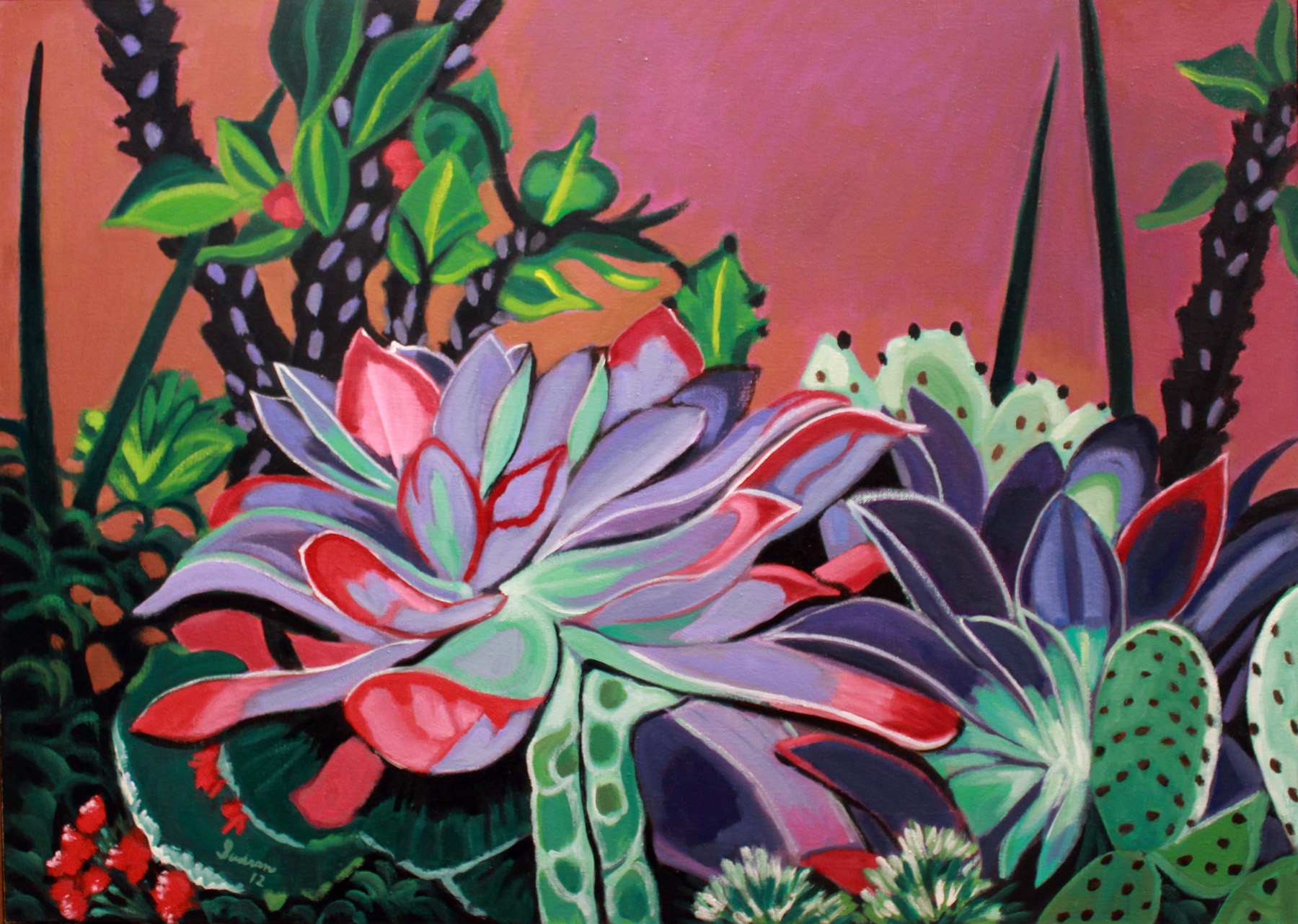 "Cacti & Succulents, 12", Oil, 36 x 50, $3,700