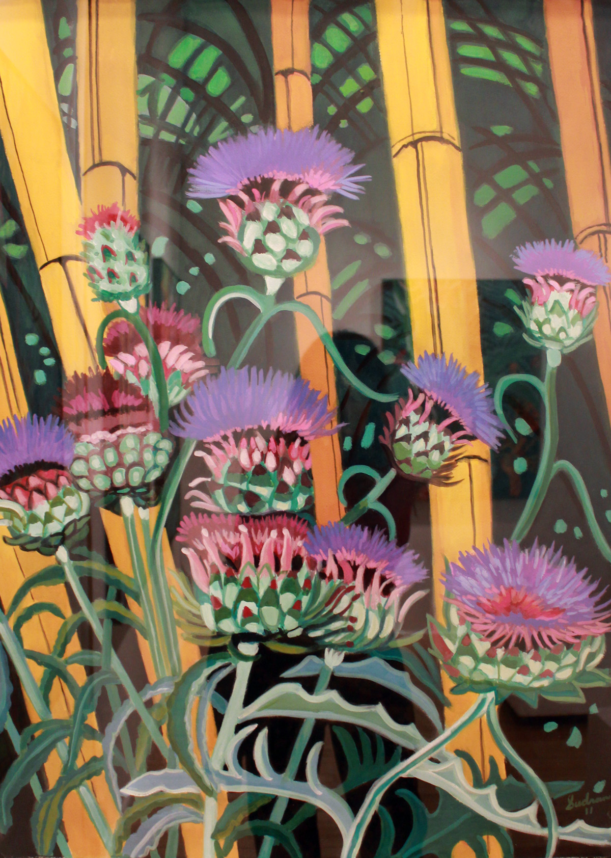 "Thistles & Bamboo", 36 x 26, Gouache, $1,200