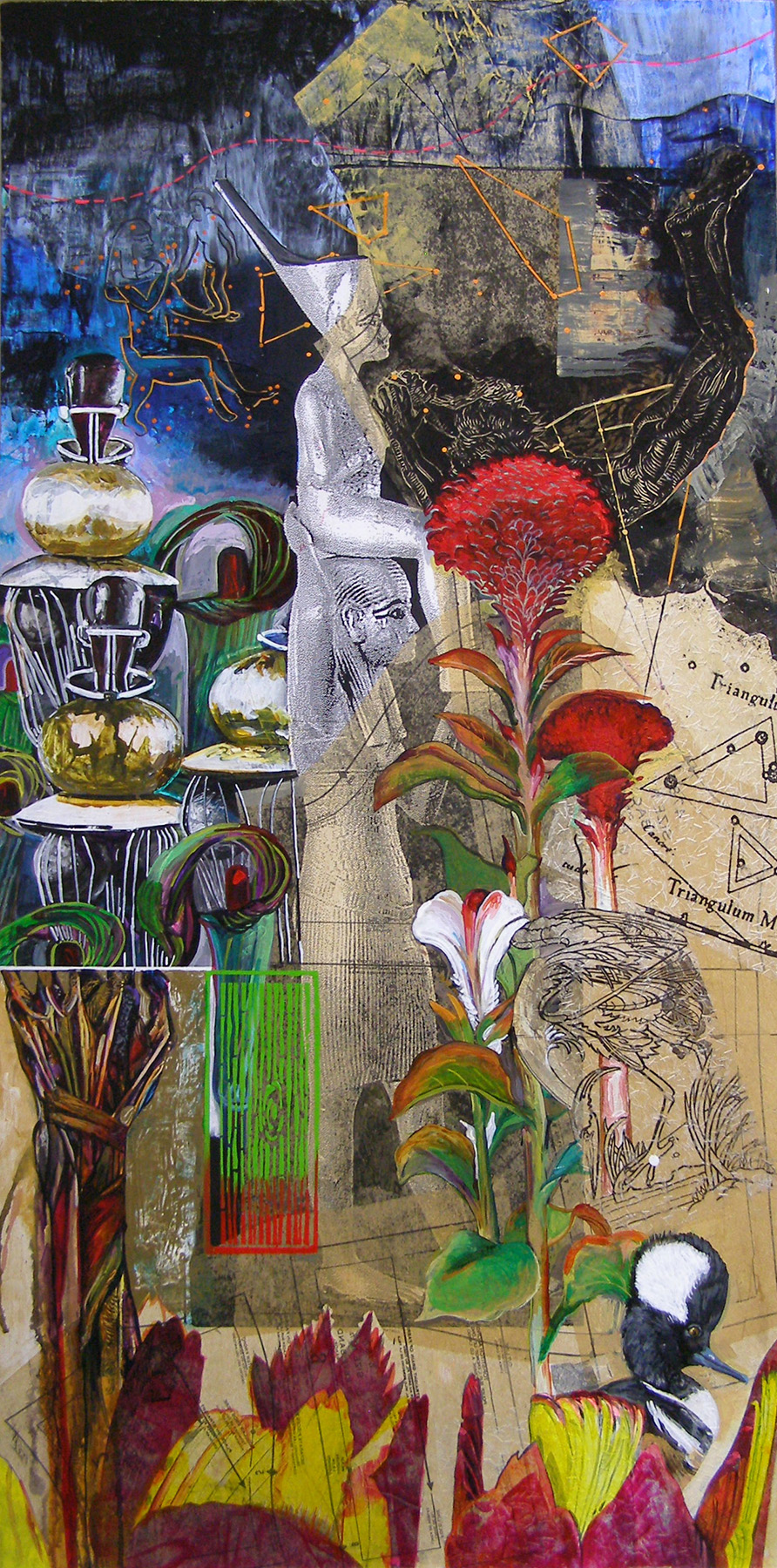  Night Garden: Royal Boy and His Geometry, 24x48”, Mixed Media. Sold