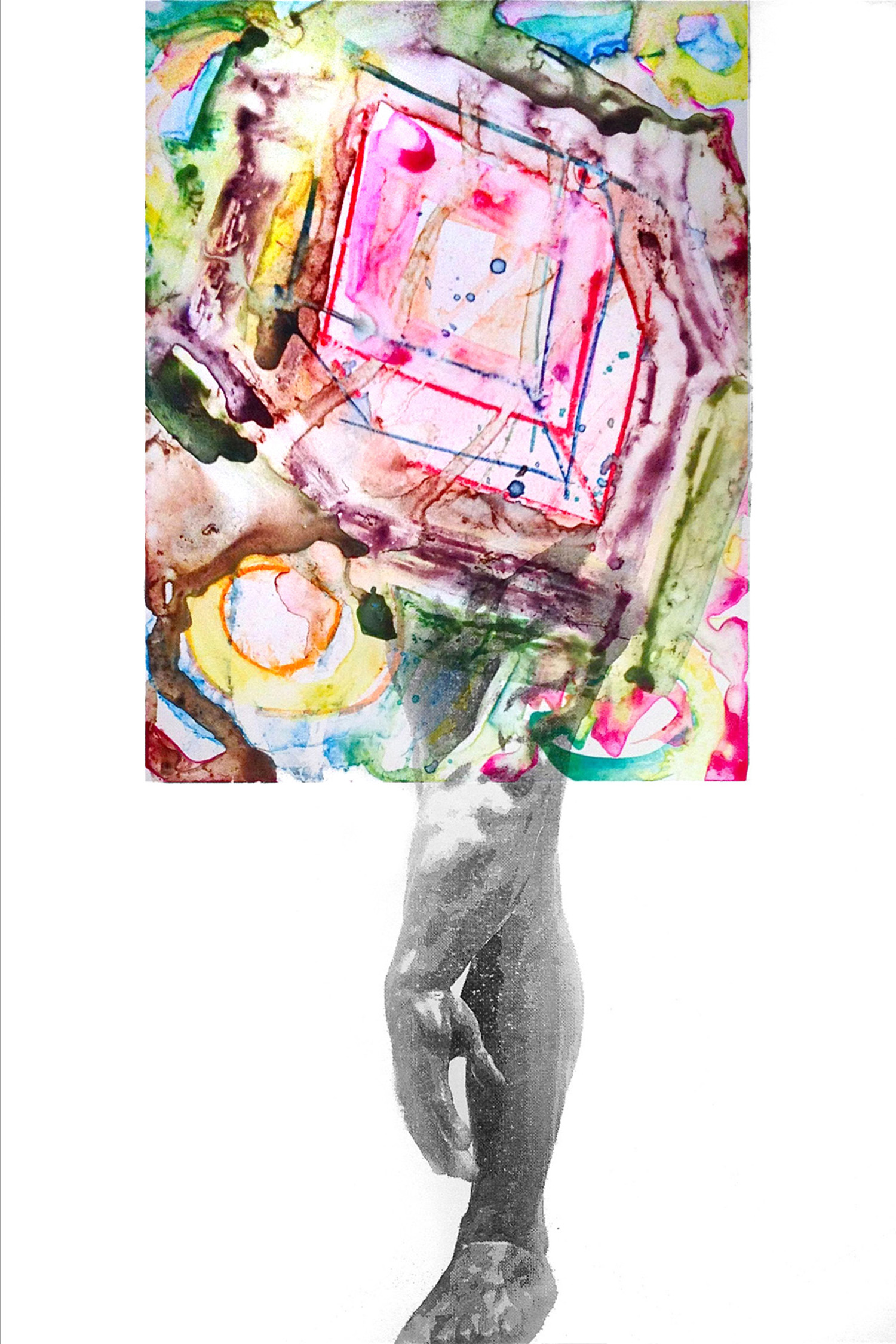 Time Travels with Camille Claudel. 15 x 22in. Monoprint: lithograph with watercolor monotype.