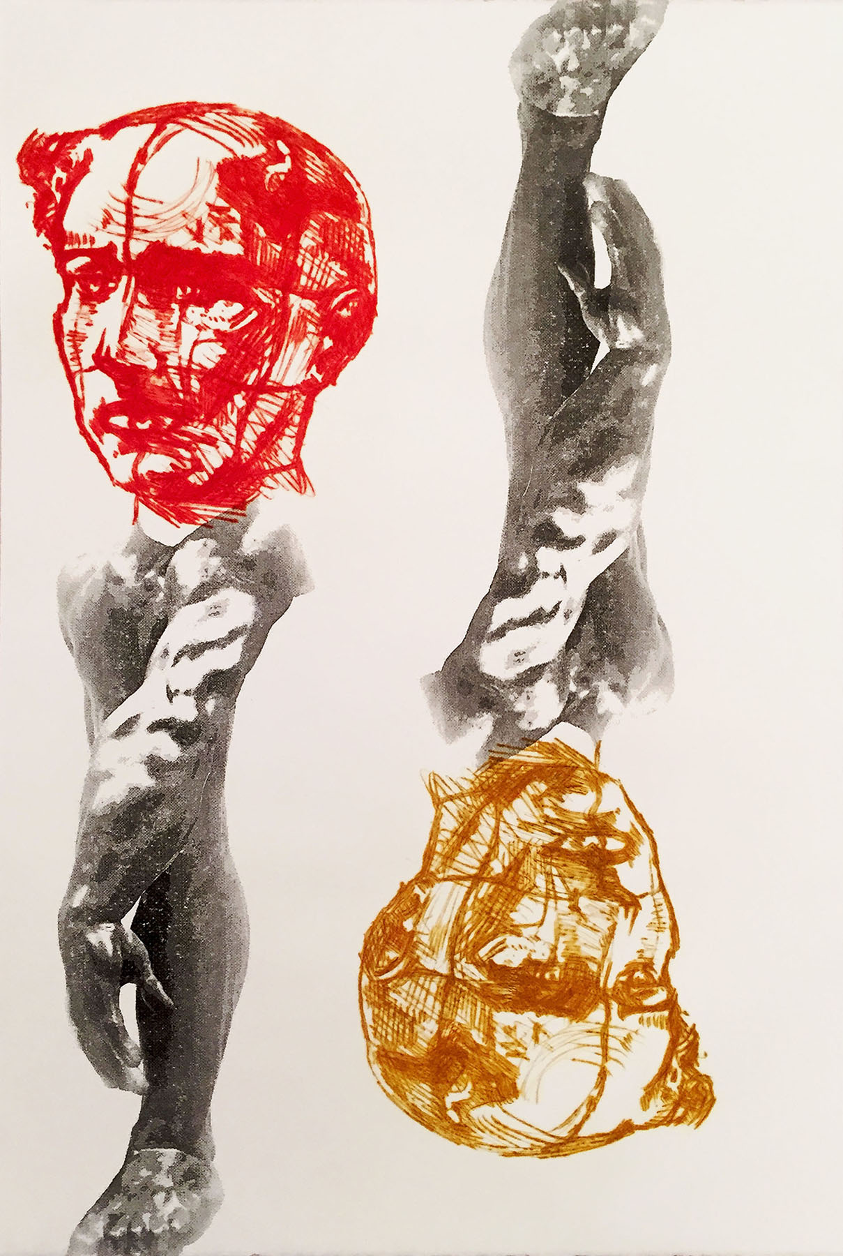 Double Camille. 15 x 22in. Monoprint: lithograph with drypoint. 