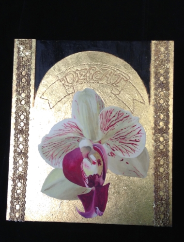 "Defeat", 8.5"x7.5", egg tempera and 23 carat gold leaf on board, 2014