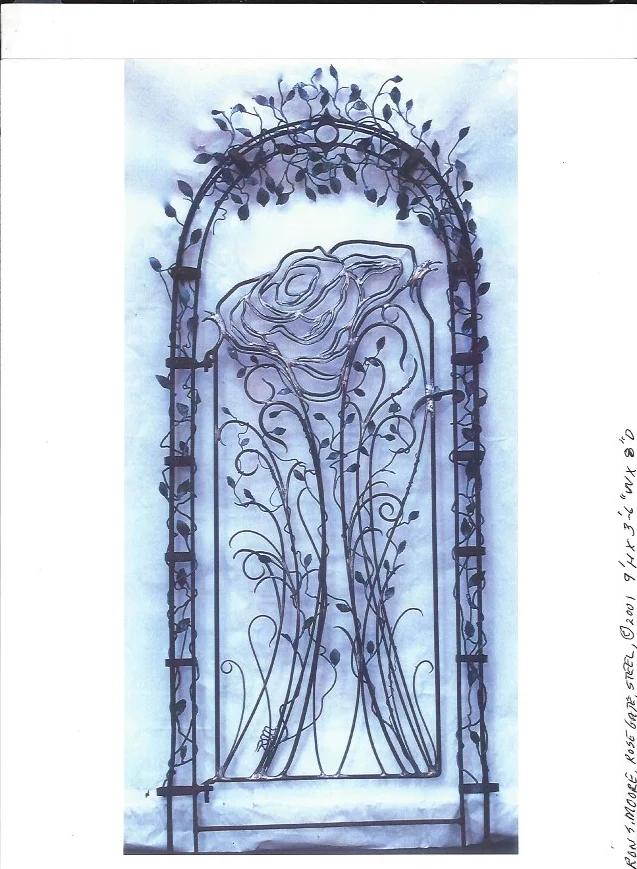 “Rose Gate”, 9’H x 3.5’ W x 8” D, Steel
