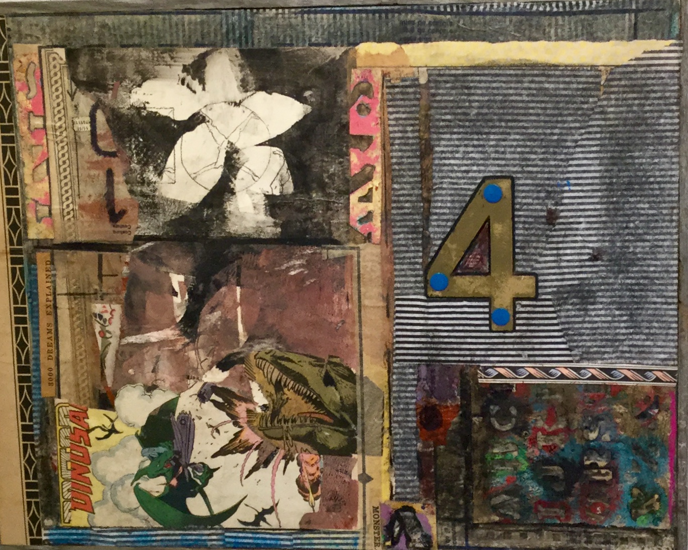 Monster Map 4, Collage--paper, comics, cold wax, $285
